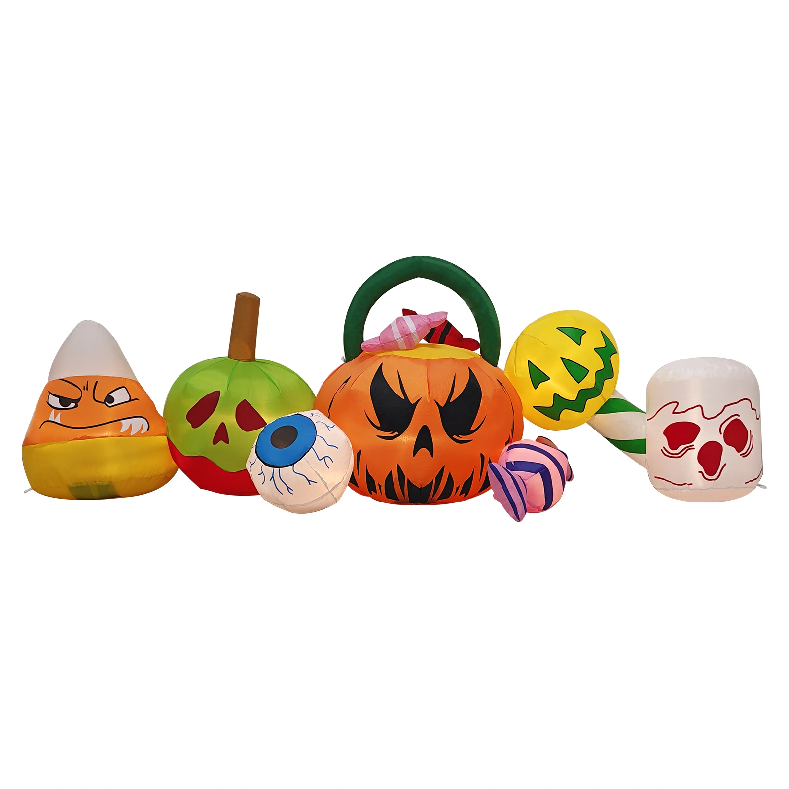 8FT Long Halloween Inflatables Pumpkins Eyeball Candy Outdoor Decorations, Blow Up Yard Decoration with Built-in LEDs Lighted for Lawn Garden Outside Indoor Decor view 2