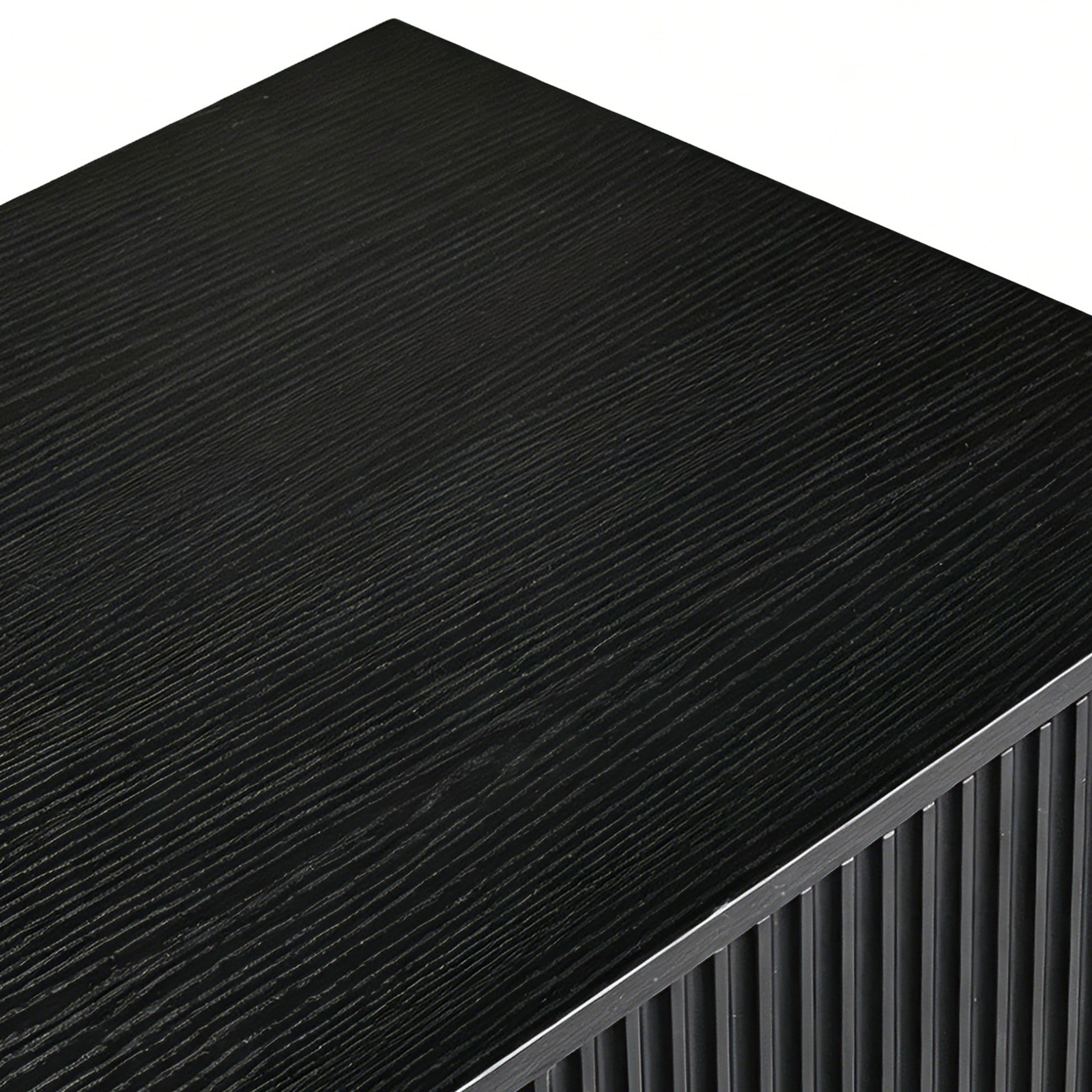 Handleless 6-Drawer Dresser with Grille Finish P2 Particleboard + MDF & Melamine Veneer + Vacuum-Formed Bedside Table 55.12*15.75*27.95in Black view 6