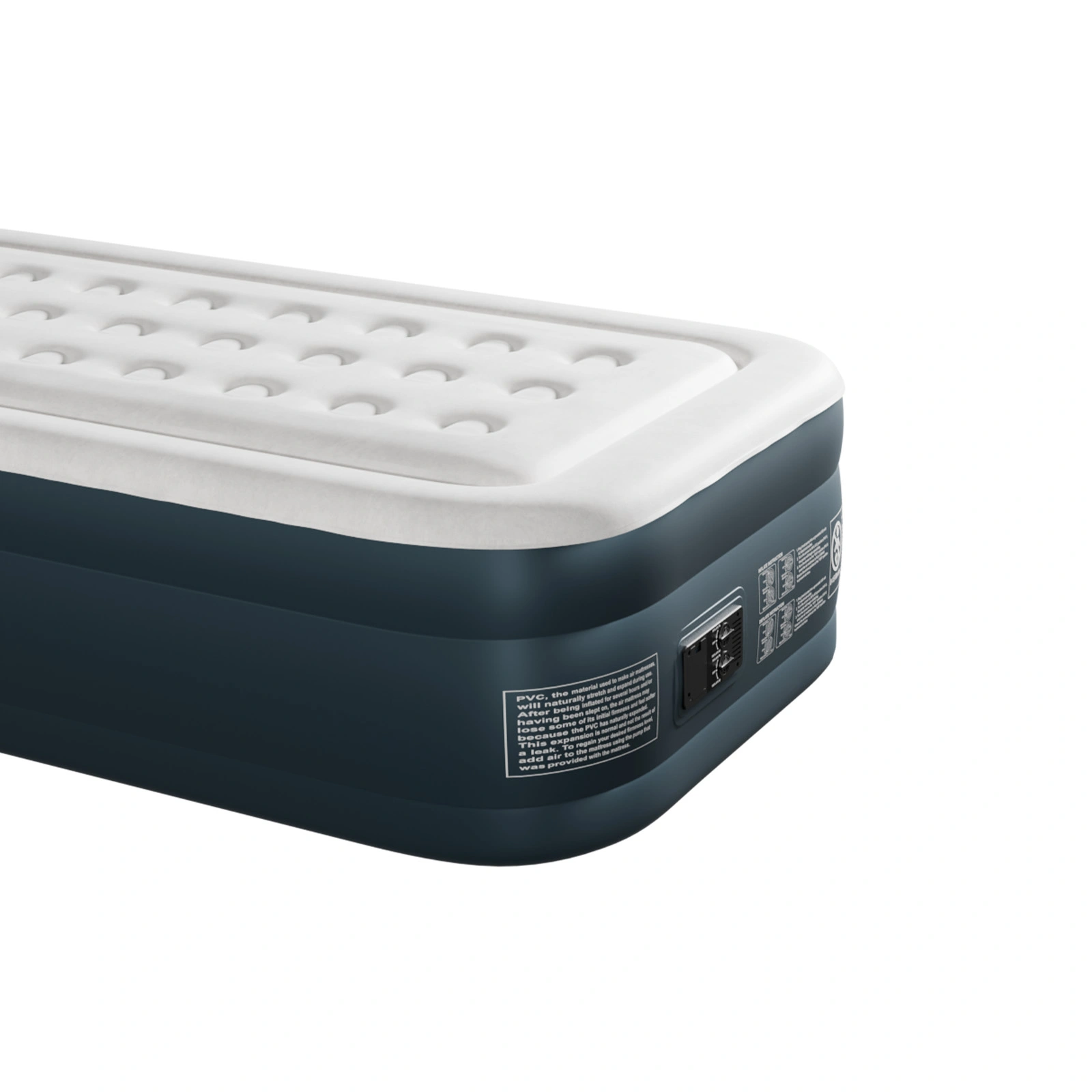 Twin Air Mattress with Built-in Pump, 18in Raised Comfort Blow up Mattress, Double Chamber Airbed, 2min Quick Inflation/Deflation Inflatable Mattress for Home Guests Camping, Gray & White view 10
