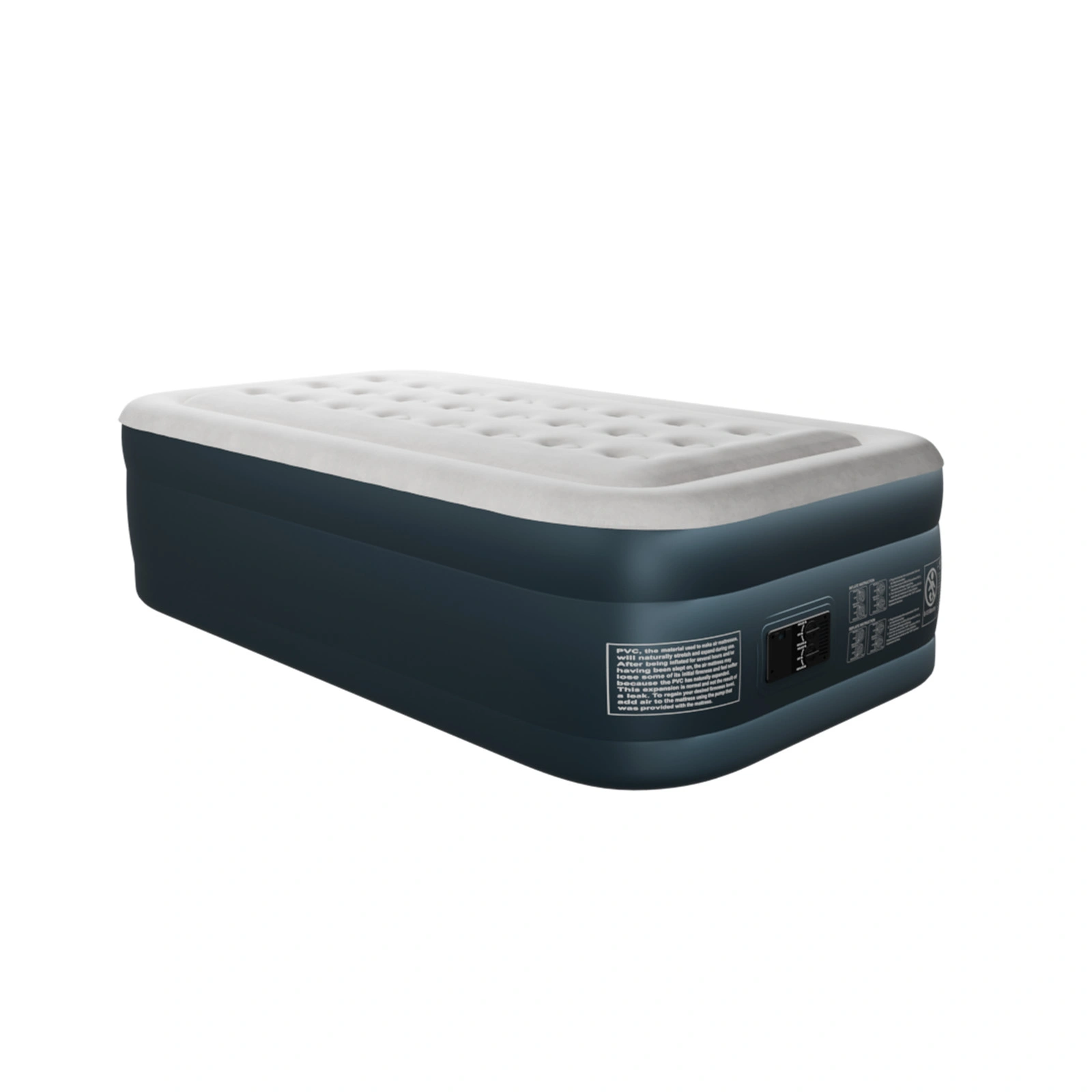 Twin Air Mattress with Built-in Pump, 18in Raised Comfort Blow up Mattress, Double Chamber Airbed, 2min Quick Inflation/Deflation Inflatable Mattress for Home Guests Camping, Gray & White view 14