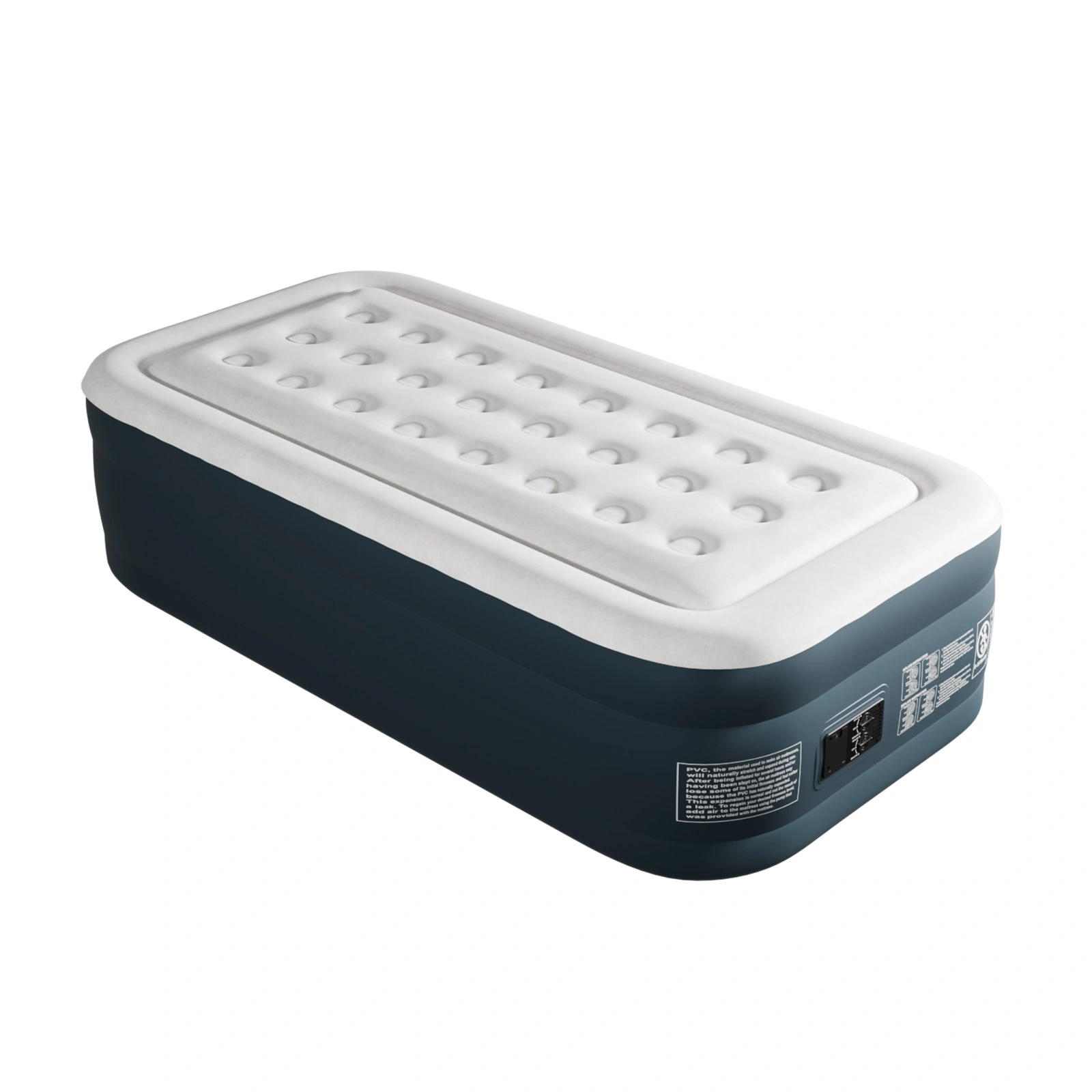 Twin Air Mattress with Built-in Pump, 18in Raised Comfort Blow up Mattress, Double Chamber Airbed, 2min Quick Inflation/Deflation Inflatable Mattress for Home Guests Camping, Gray & White view 8
