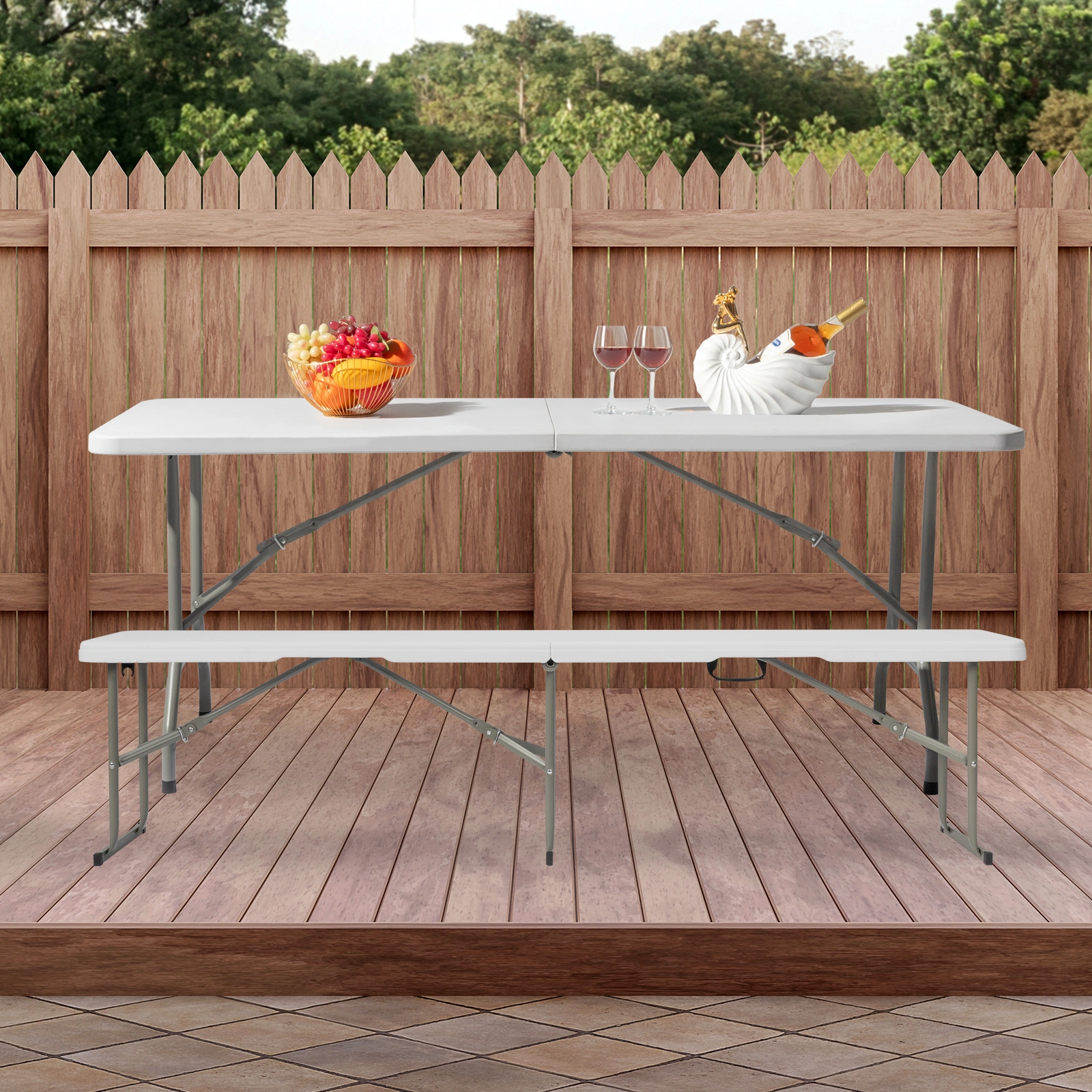 6FT Outdoor Courtyard Foldable Bench view 9