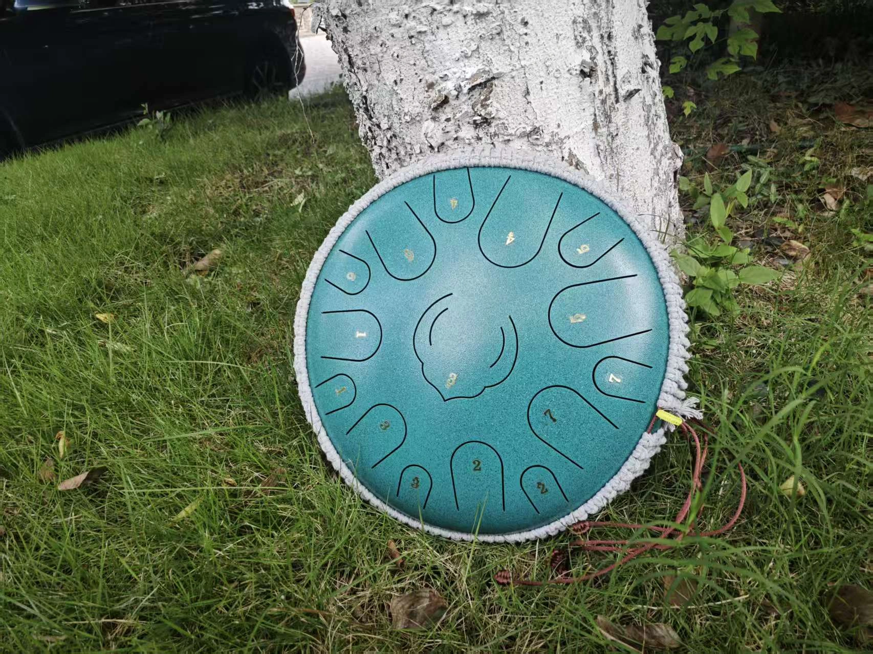 14 Inch Malachite Green Steel Tongue Drum, Professional Meditation Handpan Drum for Healing Yoga Performance view 2