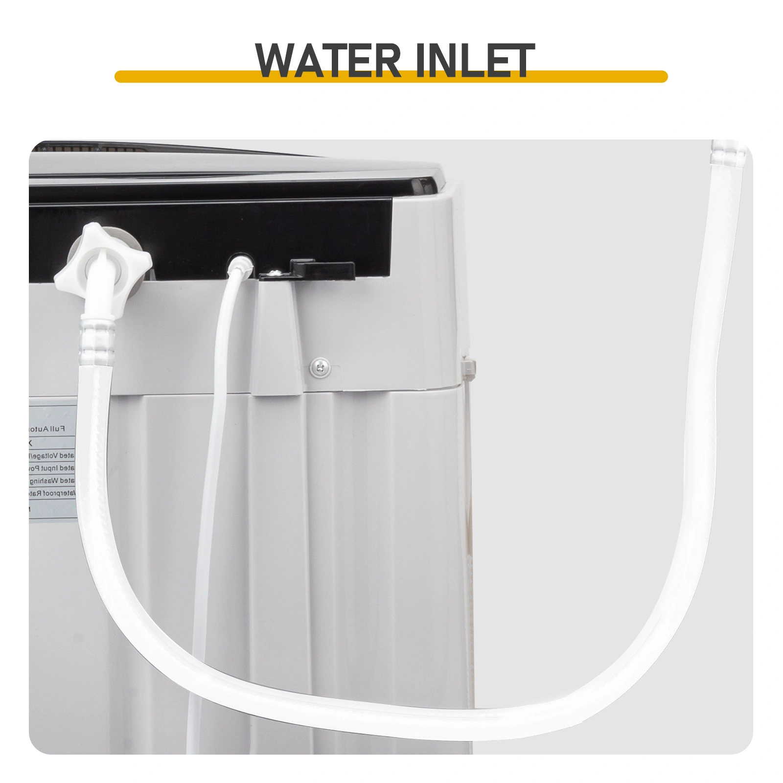 Full-Automatic Washing Machine Top Load Portable Compact Laundry Washer Spin with Drain Pump,10 programs 8 Water Level Selections with LED Display 17.8 Lbs Capacity, black view 15