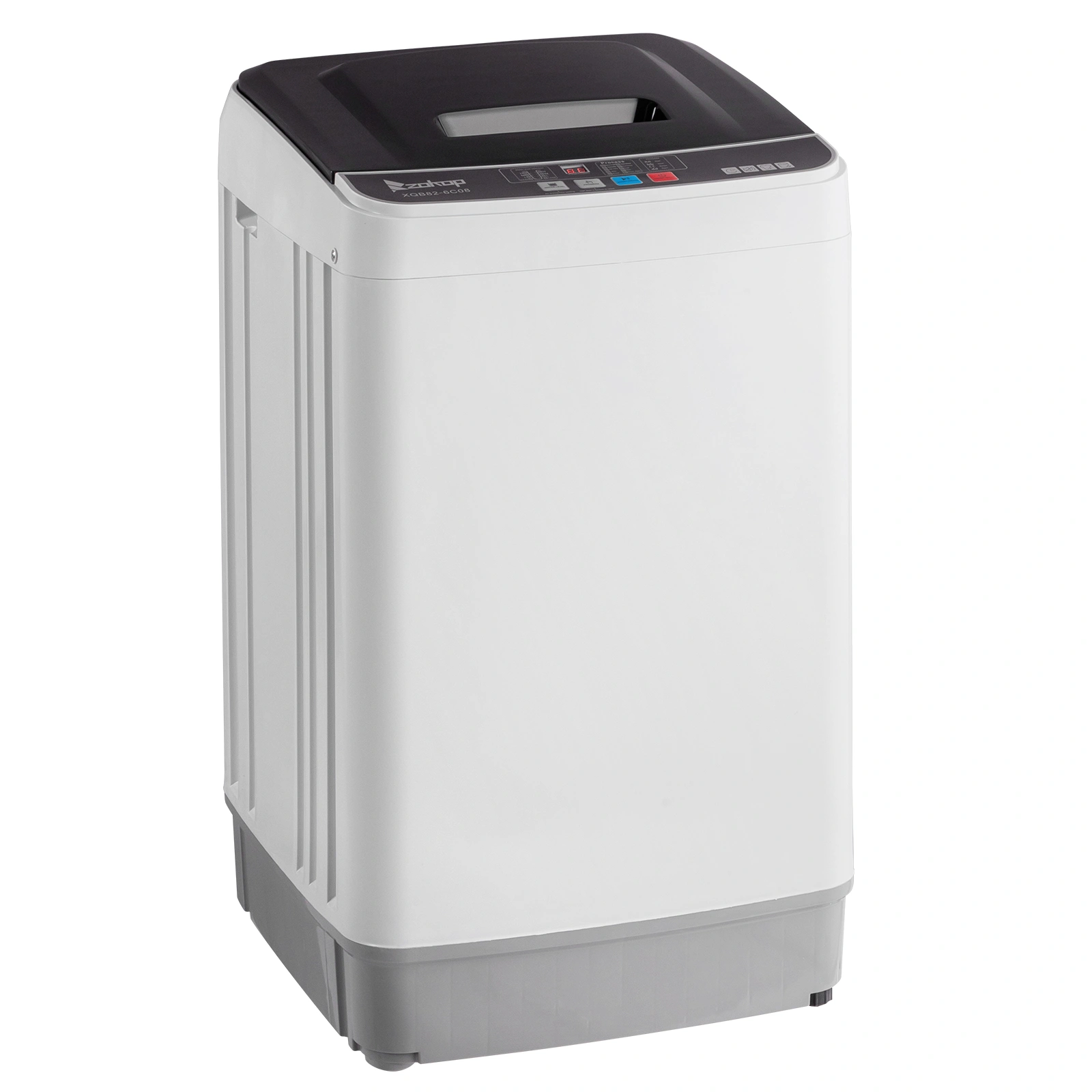 Full-Automatic Washing Machine Top Load Portable Compact Laundry Washer Spin with Drain Pump,10 programs 8 Water Level Selections with LED Display 17.8 Lbs Capacity, black view 3