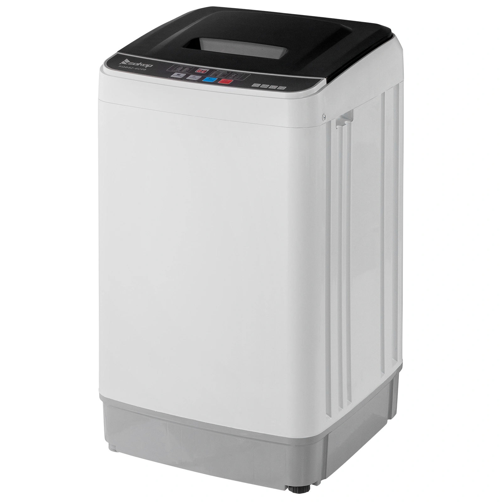Full-Automatic Washing Machine Top Load Portable Compact Laundry Washer Spin with Drain Pump,10 programs 8 Water Level Selections with LED Display 17.8 Lbs Capacity, black view 4