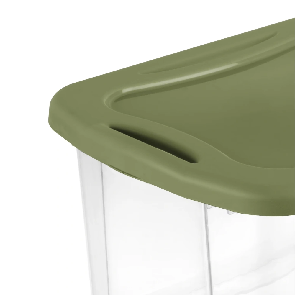 (2 pack)40 Quart Medium Storage Bin, Clear Plastic Storage Container with Full-Grip Handles, Green(Shipment from Walmart) view 3