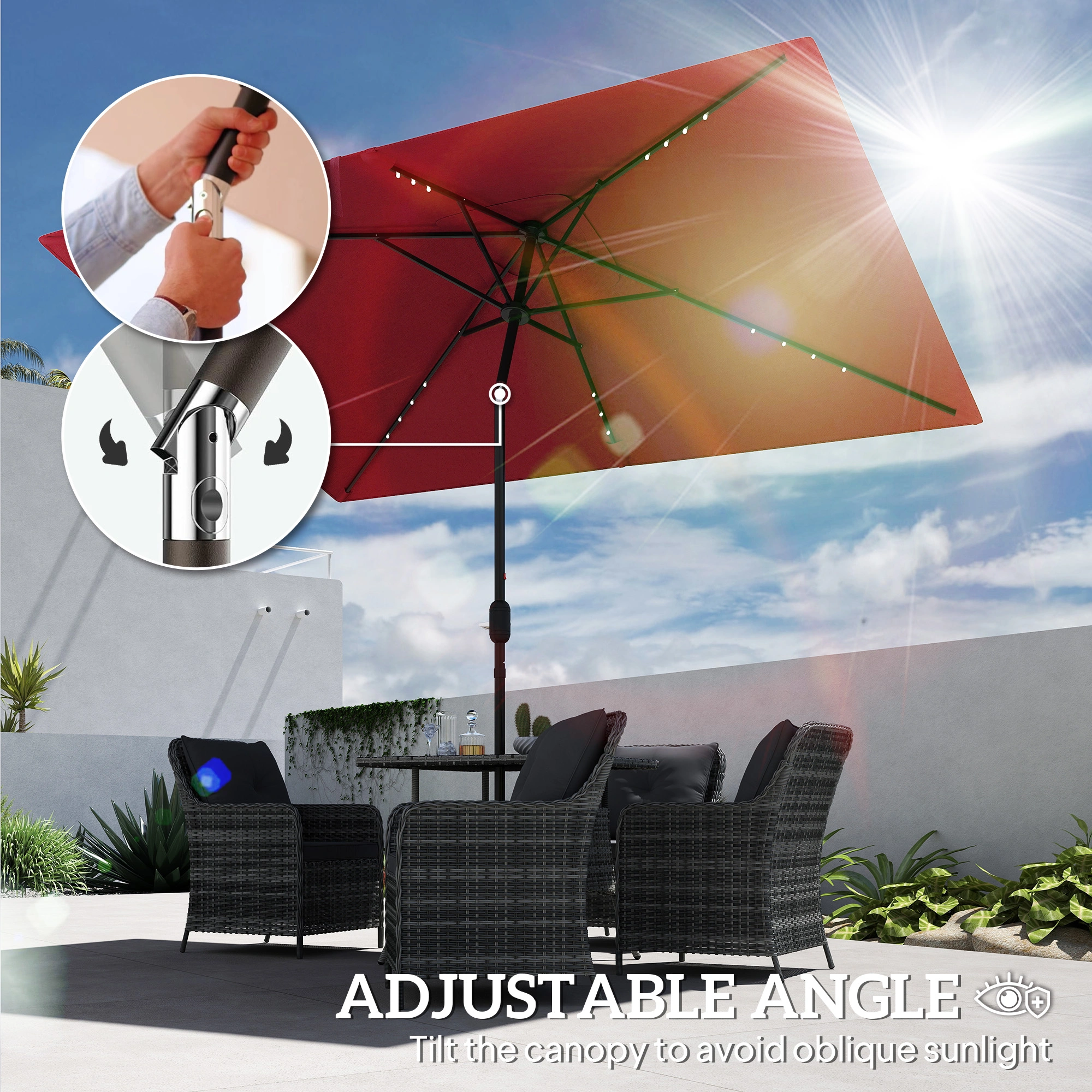 Portable Outdoor Beach Umbrella Sun Shade Canopy UV Protection for Camping Garden Patio Portable Lightweight Durable Design view 3