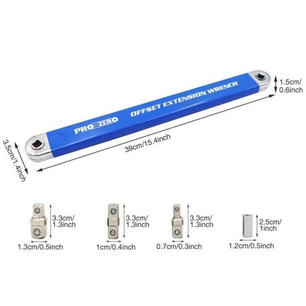 Socket Wrench Extension Offset Ratchet Key Set with Adapter, Multifunction view 2