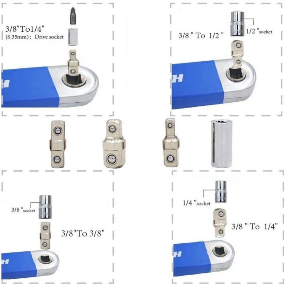 Socket Wrench Extension Offset Ratchet Key Set with Adapter, Multifunction view 4