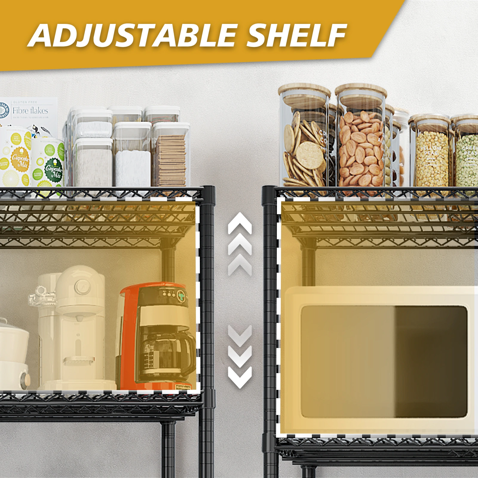 Heavy Duty Storage Shelves 59.06" W Wire Shelving Unit with Wheels 3125LBS NSF Metal Shelves for Storage Adjustable Garage Storage Rack Pantry Shelf Commercial Shelving, 74.02" H X 59.06''W X 17.72 view 11