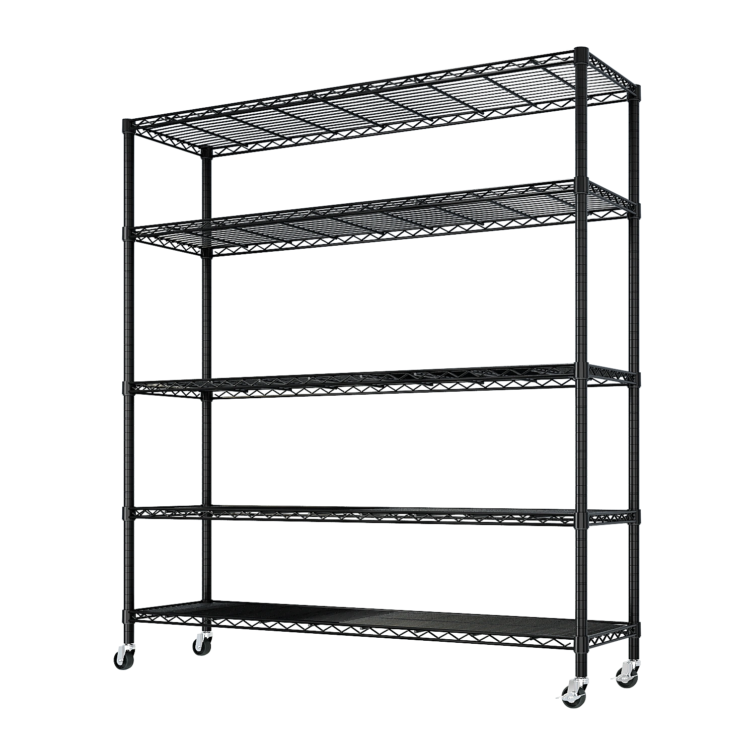 Heavy Duty Storage Shelves 59.06" W Wire Shelving Unit with Wheels 3125LBS NSF Metal Shelves for Storage Adjustable Garage Storage Rack Pantry Shelf Commercial Shelving, 74.02" H X 59.06''W X 17.72 view 3