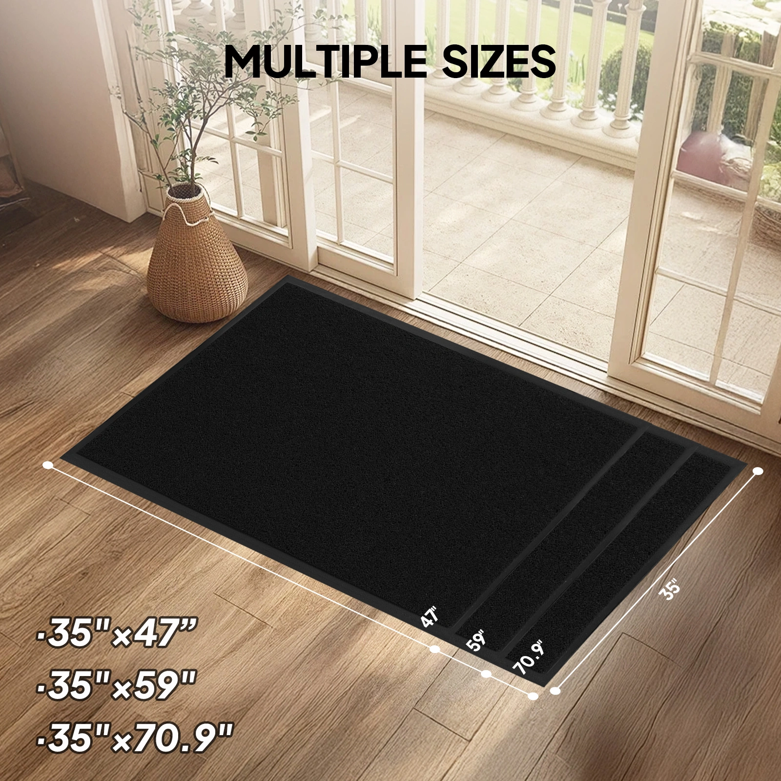 Black PVC Composite Entrance Mat 90x180cm, Heavy Duty Anti-Fatigue Commercial Floor Mat, 1.2cm Thick Jumbo Entrance Rug view 3