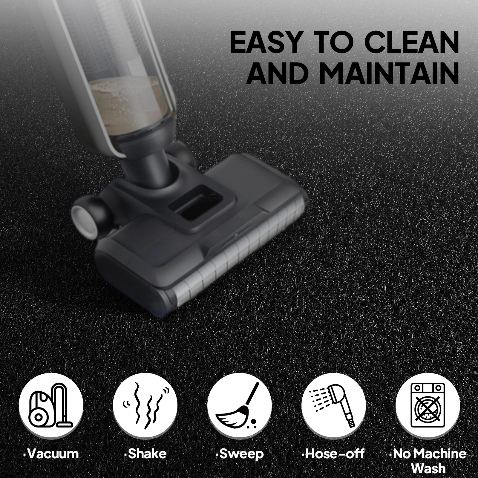 Black PVC Composite Entrance Mat 90x180cm, Heavy Duty Anti-Fatigue Commercial Floor Mat, 1.2cm Thick Jumbo Entrance Rug view 6