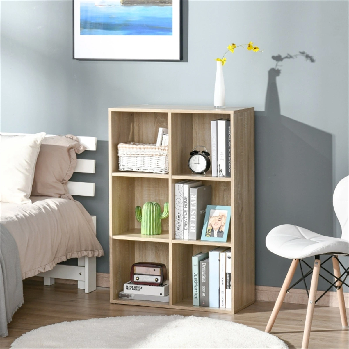 Modern Bookcase Storage Cabinet, 5-Shelf Open Display Rack Organizer for Living Room