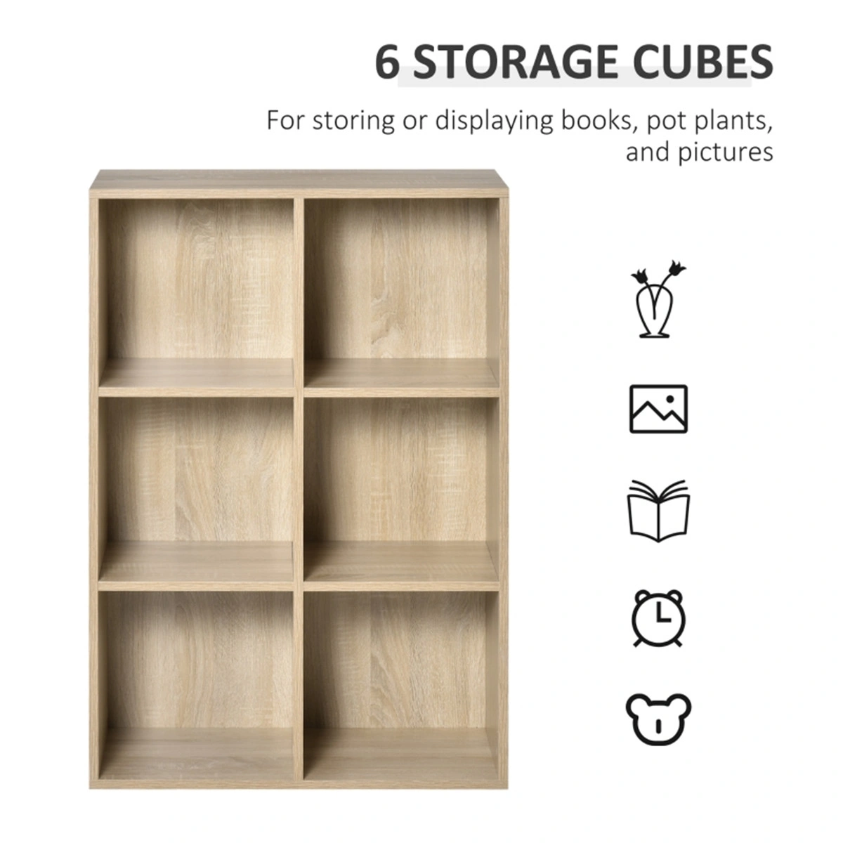 Modern Bookcase Storage Cabinet, 5-Shelf Open Display Rack Organizer for Living Room view 3