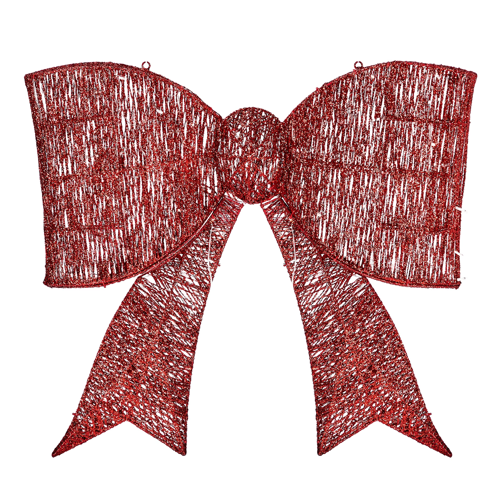 Giant Pre-lit Outdoor Bowknot Christmas Decoration, 124 Warm White LED Lights on Metal Frame, for Front Door Gate Wall, Indoor Outdoor Holiday Party, Red view 2