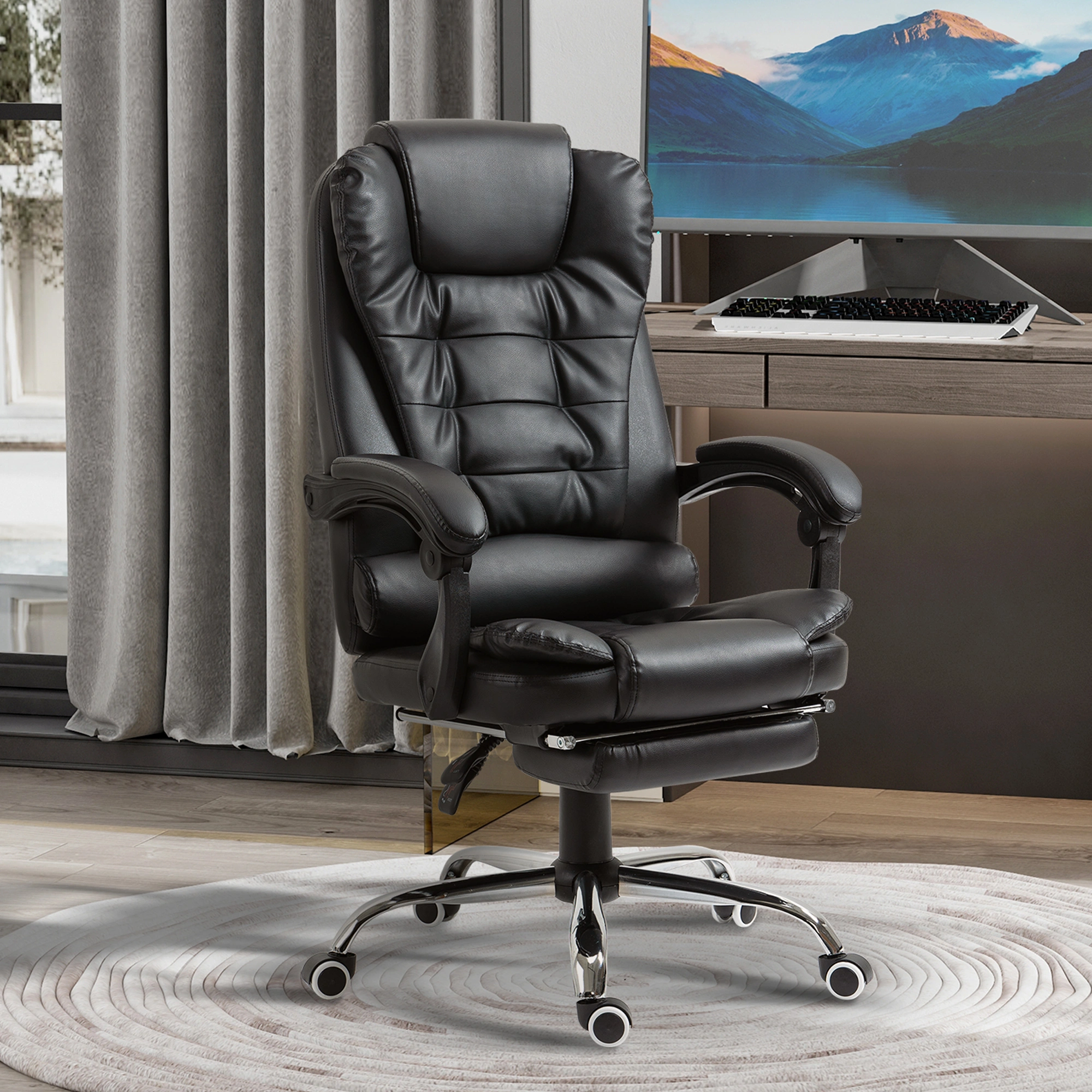 Ergonomic Office Chair with Massage Function - Adjustable Lumbar Support, Reclining Executive Swivel Chair for Home Work