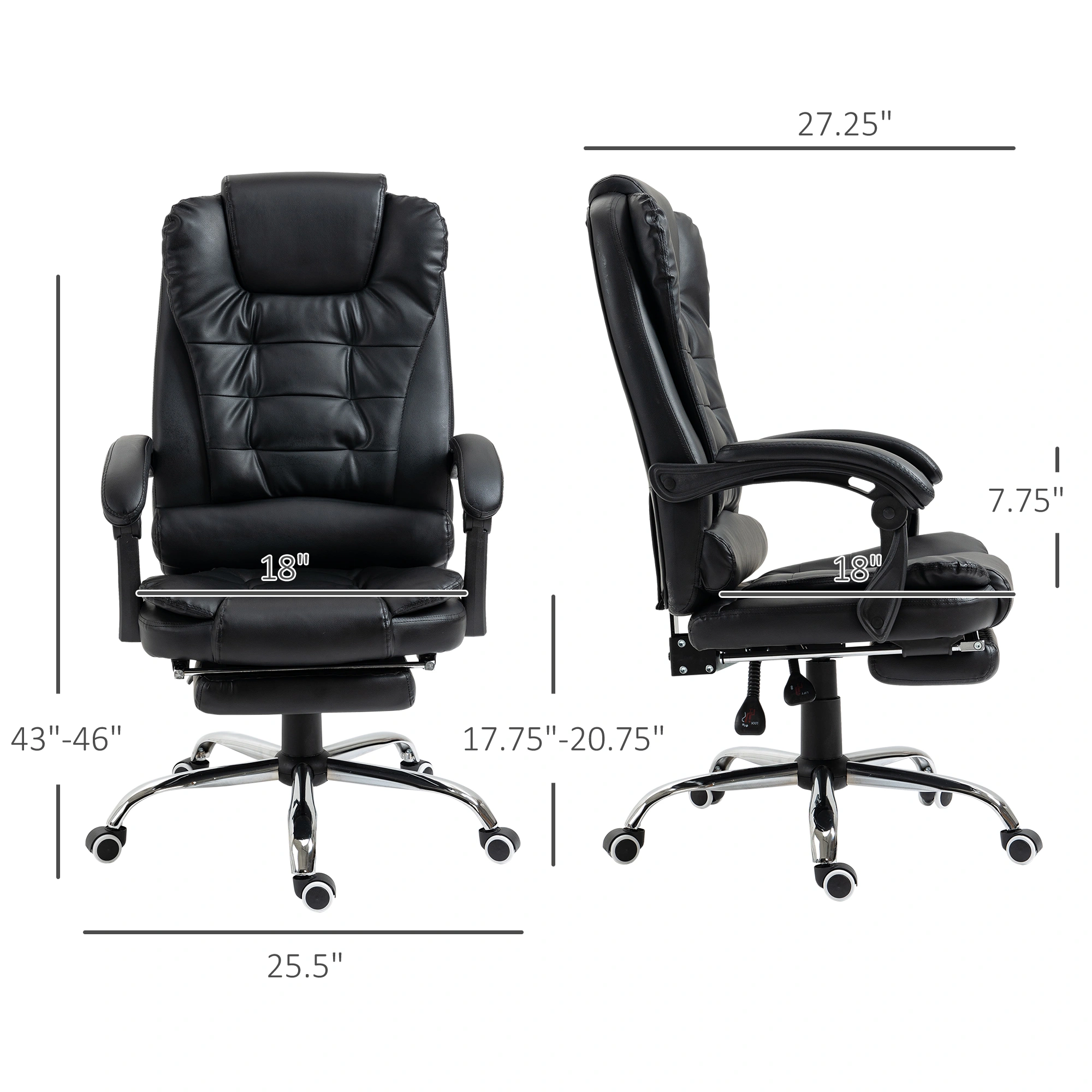 Ergonomic Office Chair with Massage Function - Adjustable Lumbar Support, Reclining Executive Swivel Chair for Home Work view 2