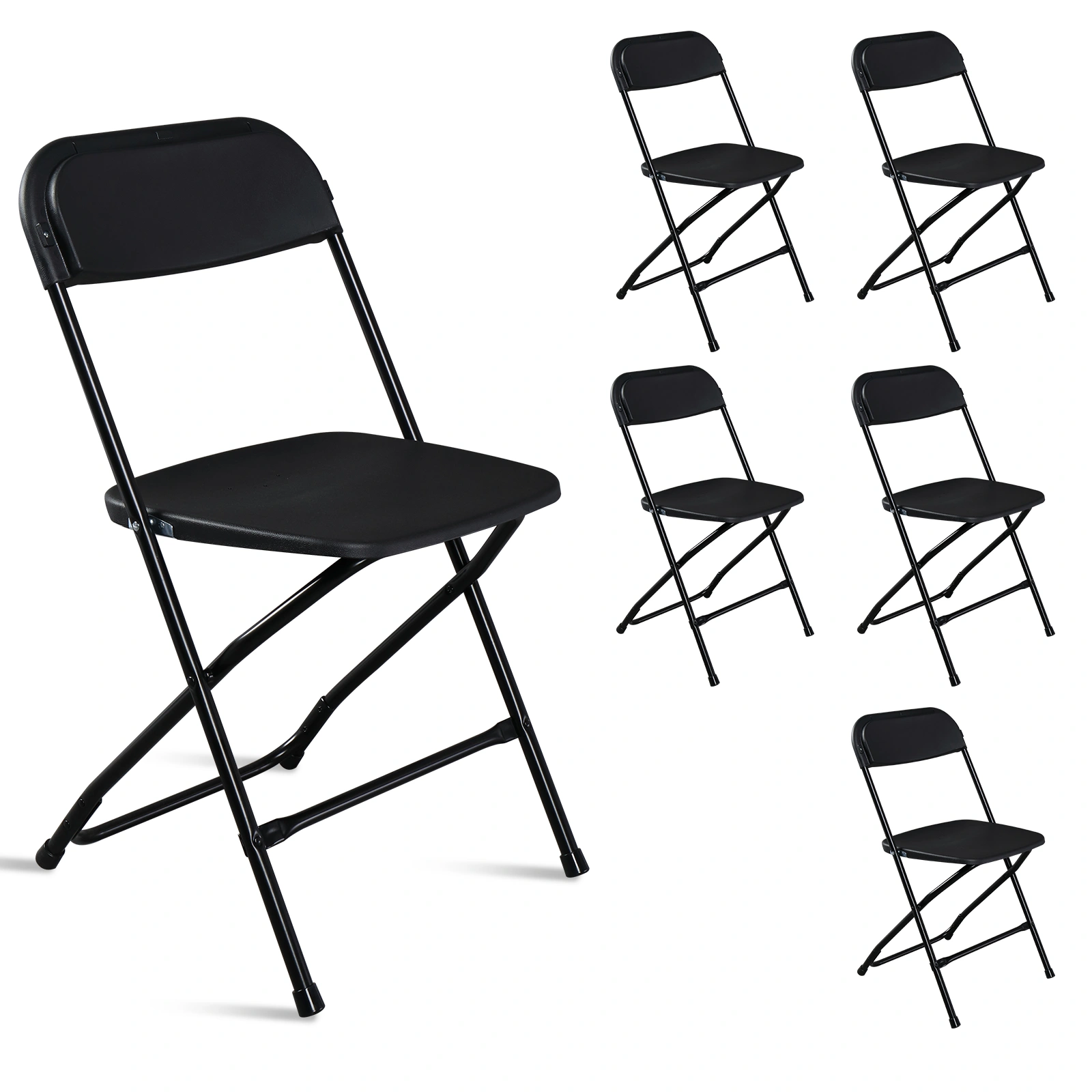 6pcs Injection Molding Classic Garden Plastic Folding Chair Black view 14
