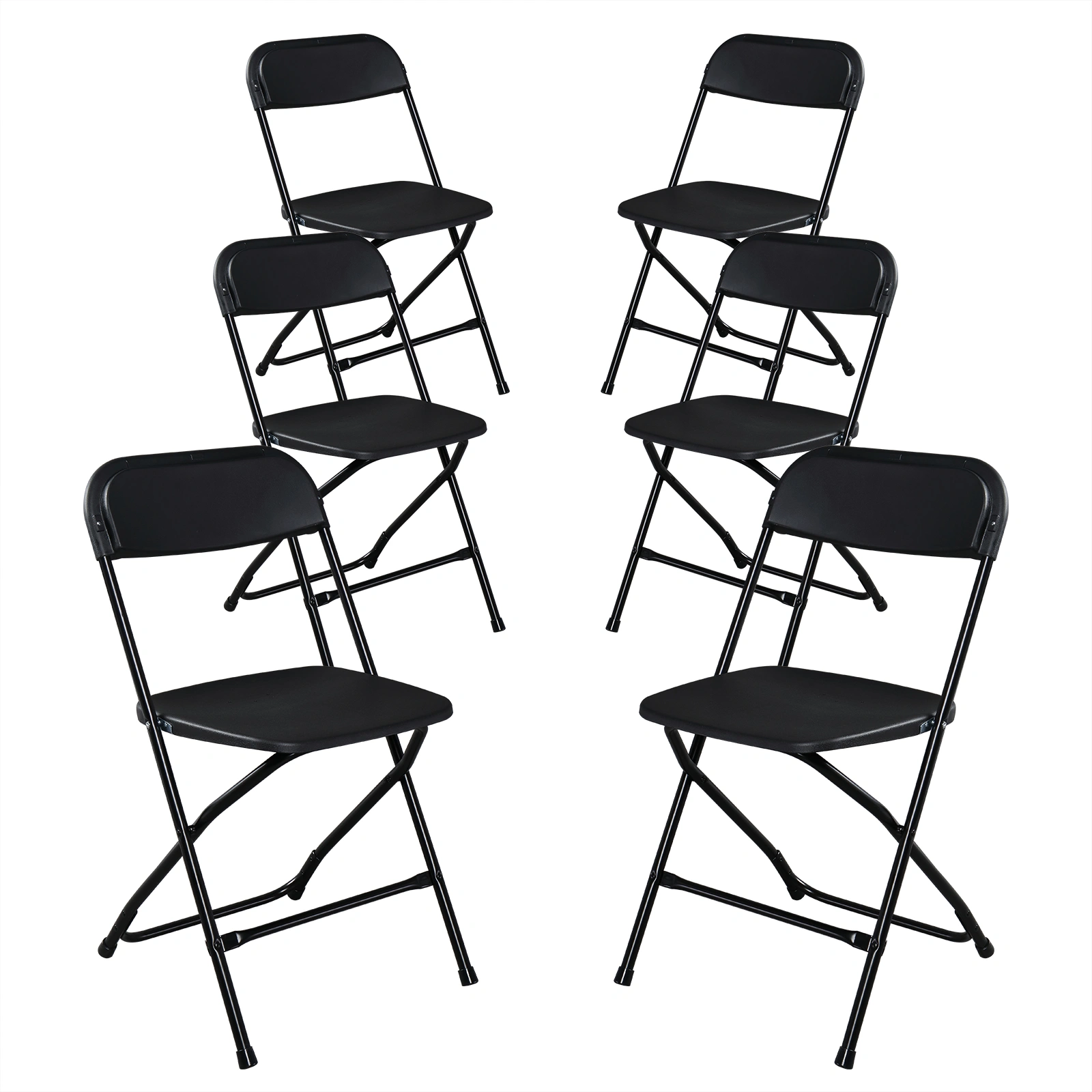 6pcs Injection Molding Classic Garden Plastic Folding Chair Black view 15