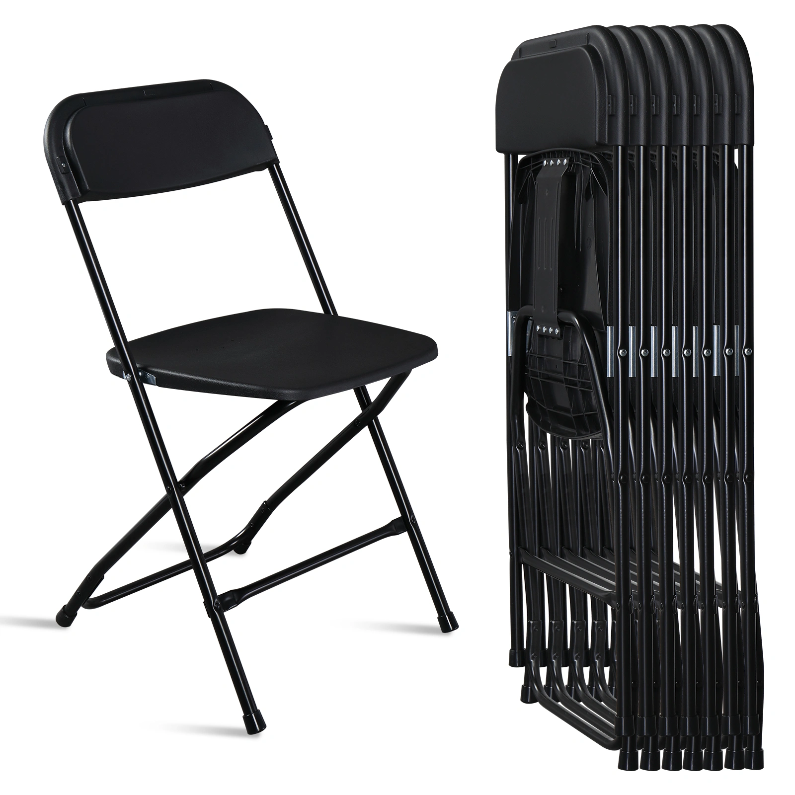 6pcs Injection Molding Classic Garden Plastic Folding Chair Black view 16
