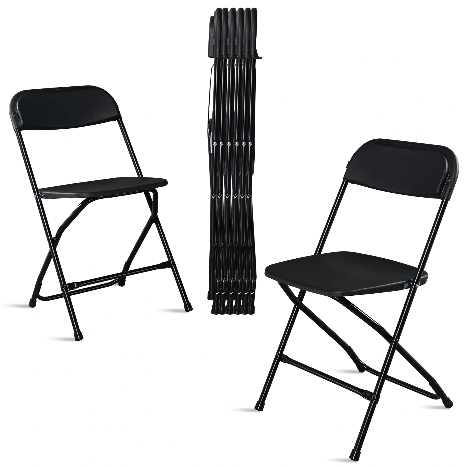 6pcs Injection Molding Classic Garden Plastic Folding Chair Black view 5