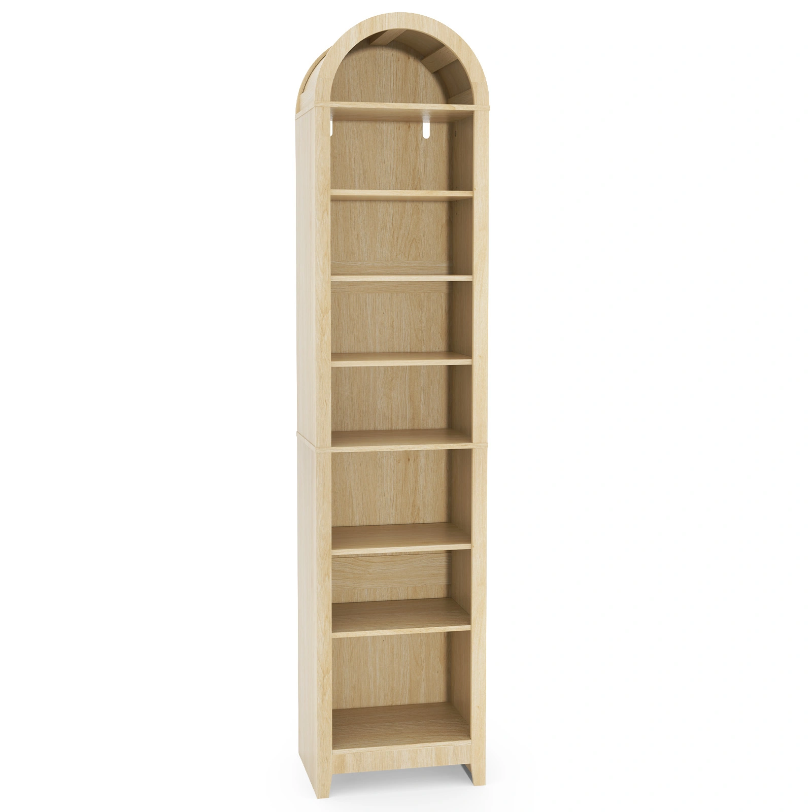 8-Tier Arched Dome Display Rack Particleboard Melamine-Faced Bookshelf 15.75*11.81*70in Oak view 3