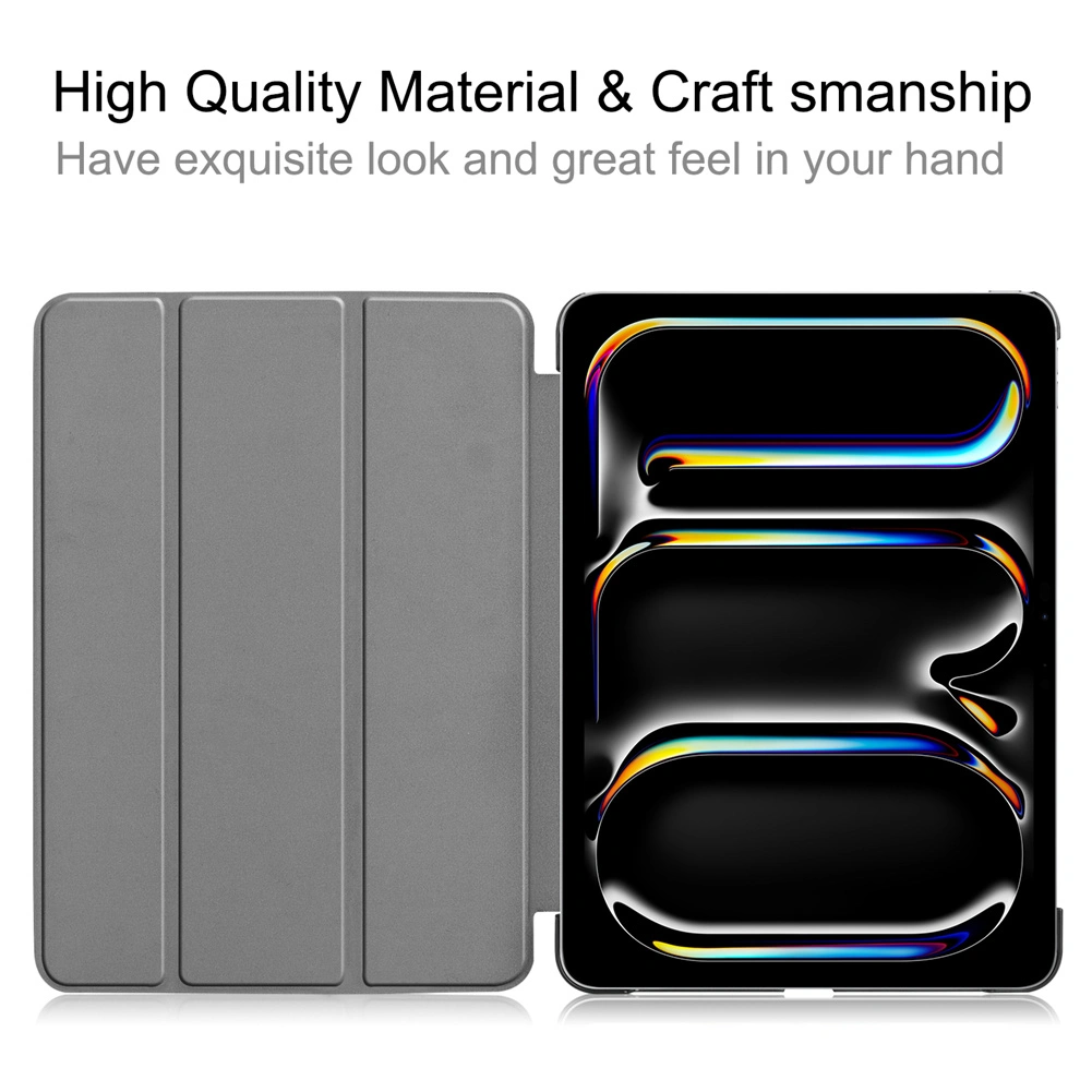 Case for iPad Pro 11 Inch 5th Generation 2024 M4, Leather Trifold Stand Smart Folio Cover Auto Sleep Wake view 2