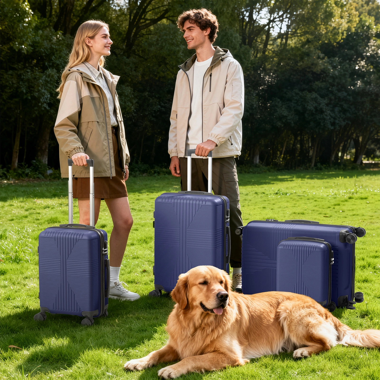 Non-TSA customs lock 4-in-1 PP trolley case, 16in, 20in, 24in, 28in PP, navy blue view 13
