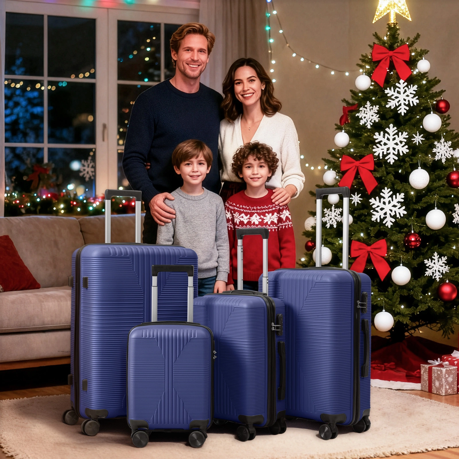 Non-TSA customs lock 4-in-1 PP trolley case, 16in, 20in, 24in, 28in PP, navy blue view 17