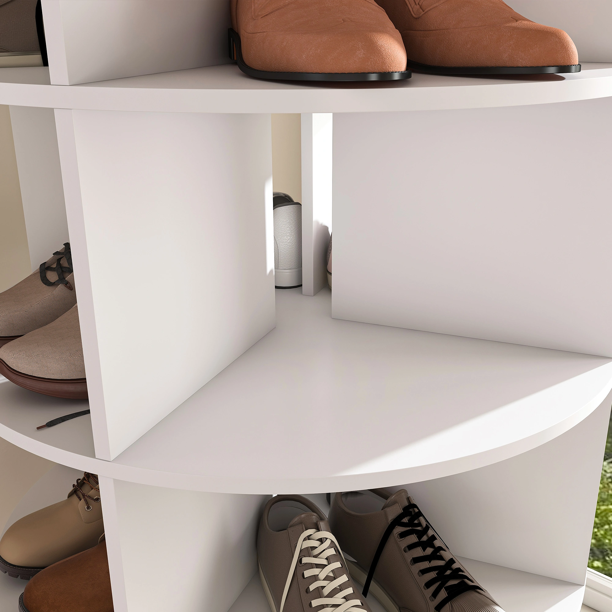 Rotating Shoe Rack Tower, 6-Tier 360° Spinning Shoe Organizer, Free Standing Revolving Shoe Storage with High Bottom Design view 10