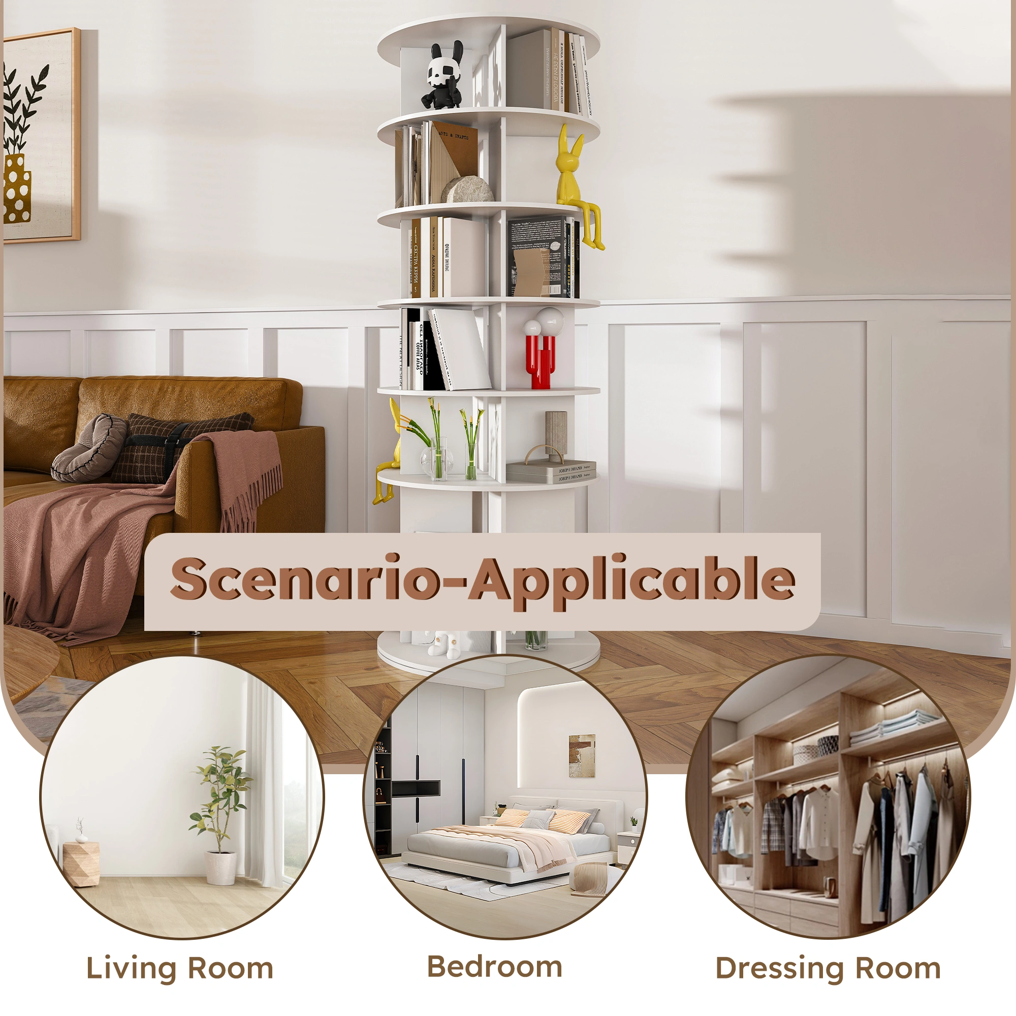 Rotating Shoe Rack Tower, 6-Tier 360° Spinning Shoe Organizer, Free Standing Revolving Shoe Storage with High Bottom Design view 9