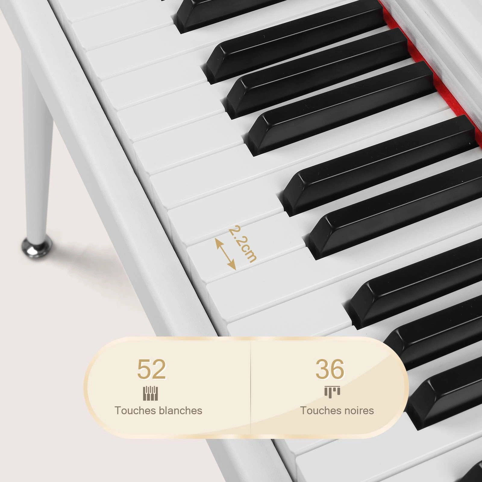 Glarry GDP-203 88-Key Weighted Digital Piano - Full Size Electric Keyboard with Metal Stand, Triple Pedals, Power Adapter, Headphones, White, Beginner to Advanced view 2