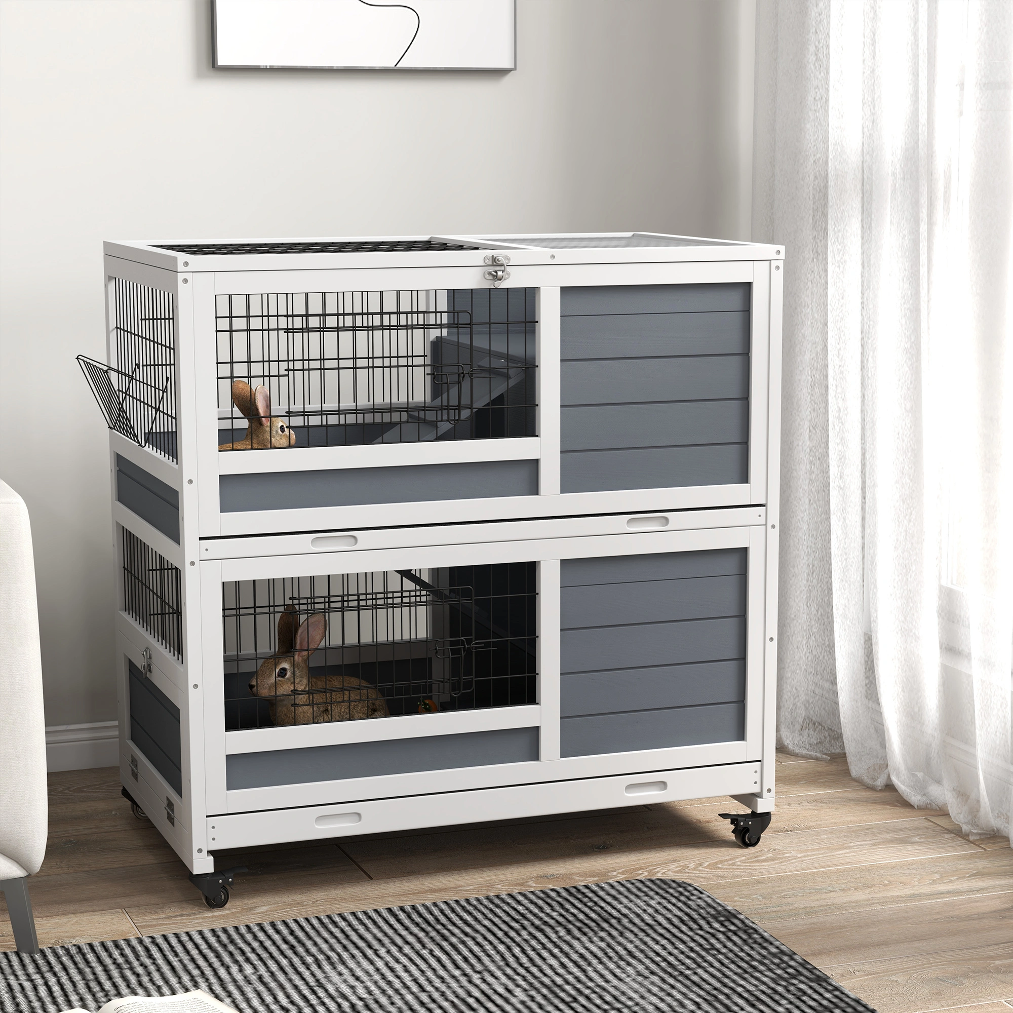 Small Animal Playpen Cage for Rabbits, Hamsters, Guinea Pigs - Heavy Duty Metal Wire Pet Pen with Door