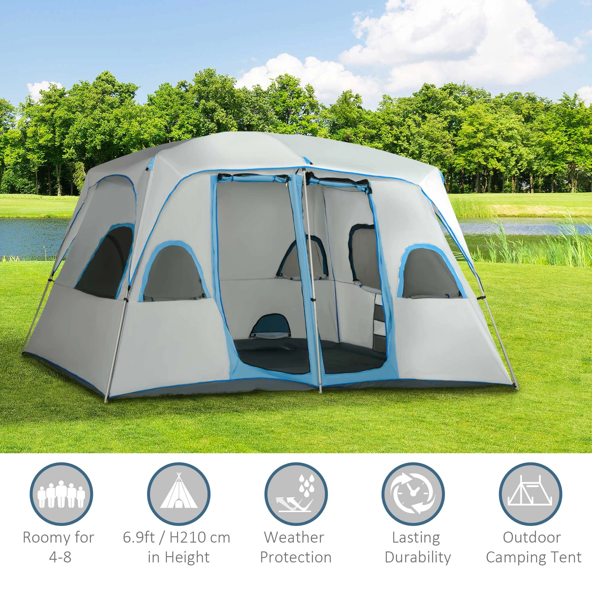 Ultra Portable Foldable Camping Tent, Lightweight Easy Pop Up Design for Outdoor Hiking Travel, Waterproof Family Camping Shelter view 2