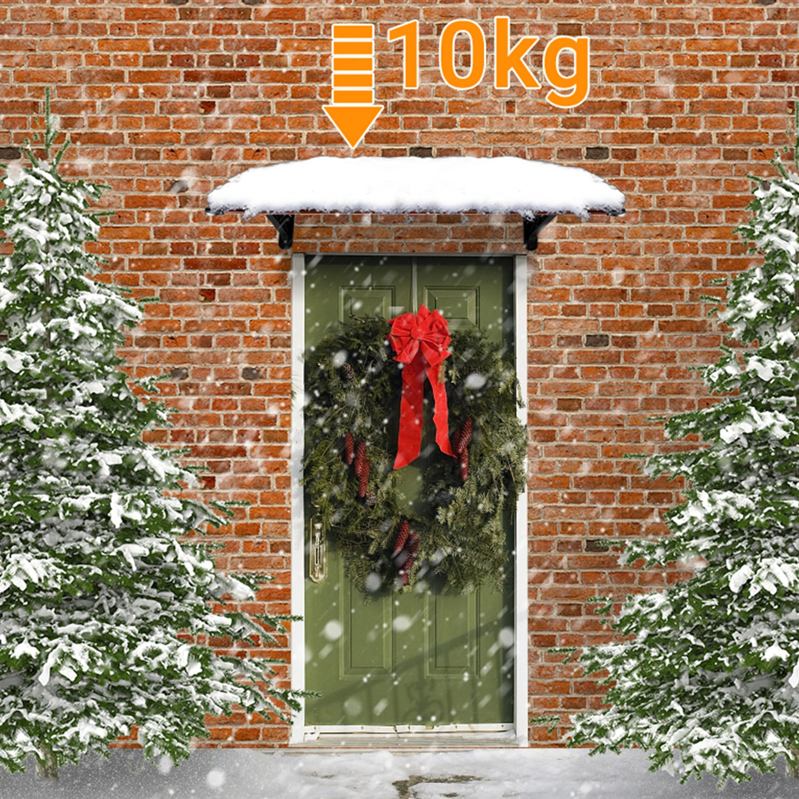 100 x 96cm Household Application Door & Window Rain Cover Eaves Brown Board & Black Holder view 17