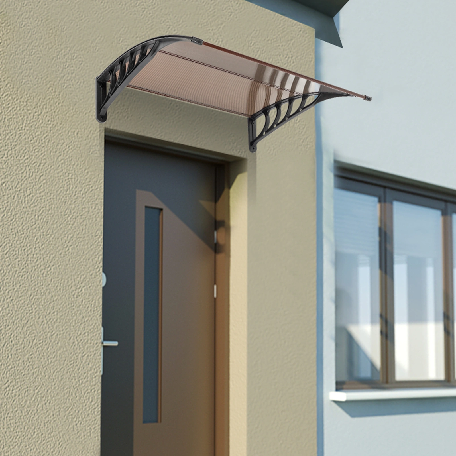 100 x 96cm Household Application Door & Window Rain Cover Eaves Brown Board & Black Holder view 20