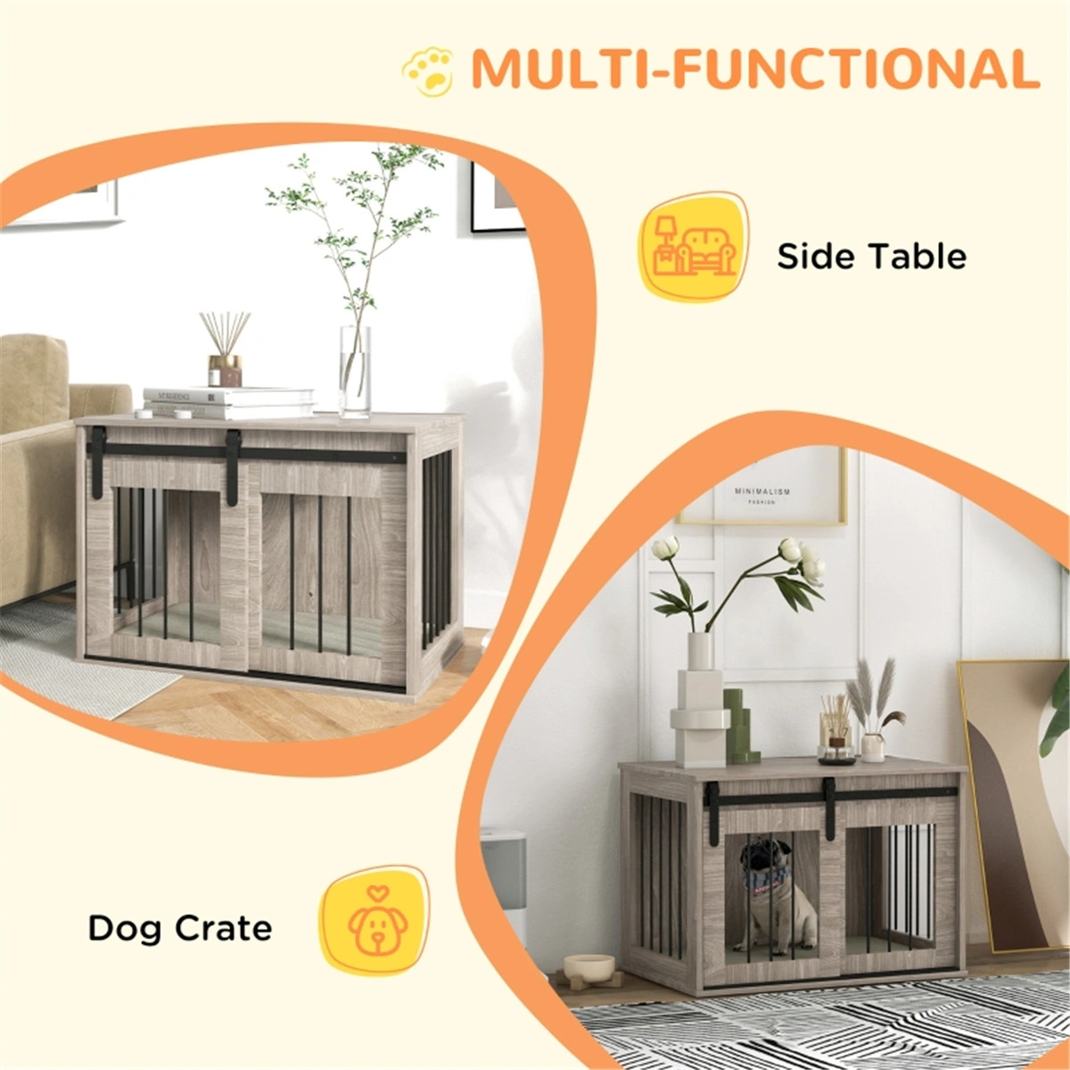80CM Medium Dog Crate Metal Folding Pet Kennel with Door Indoor Outdoor Heavy Duty Animal Cage view 3