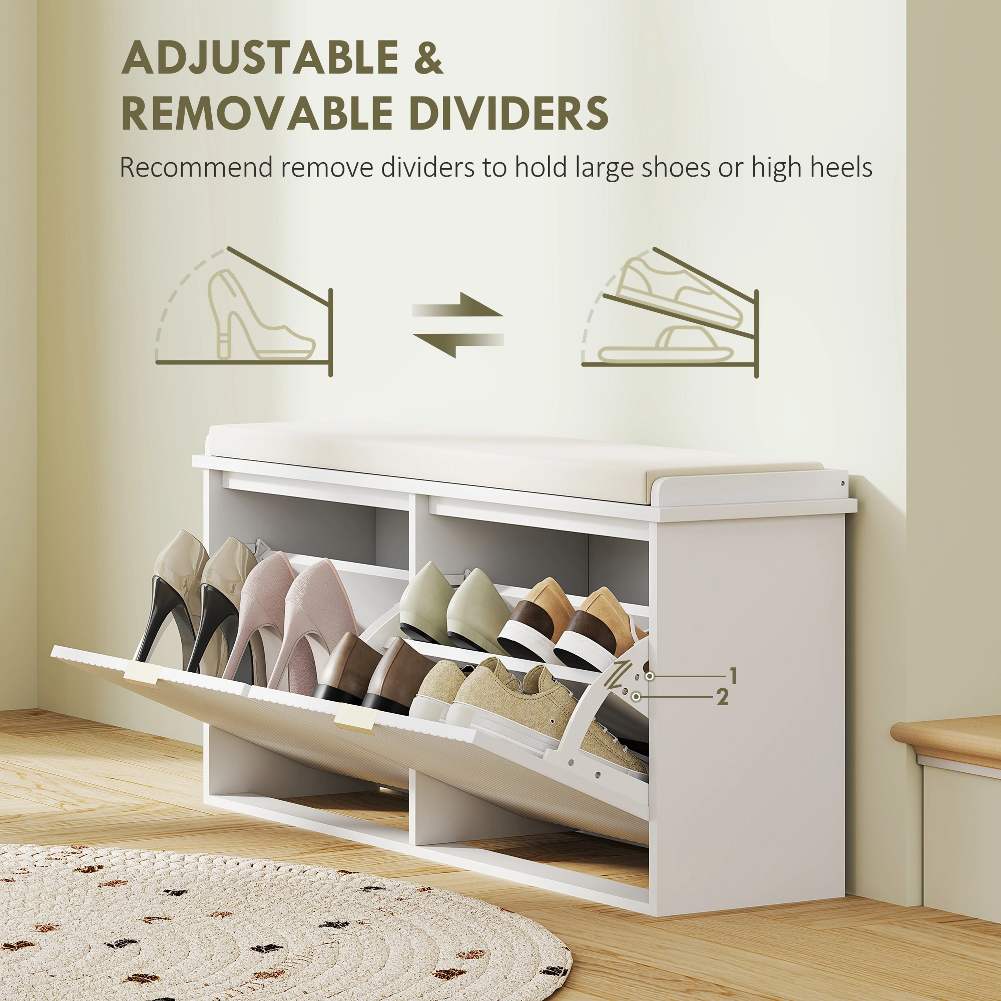 Shoe Storage Cabinet, Multi-Tier Entryway Organizer with Doors, Large Capacity Hallway Rack for Home, Bedroom, Closet view 2