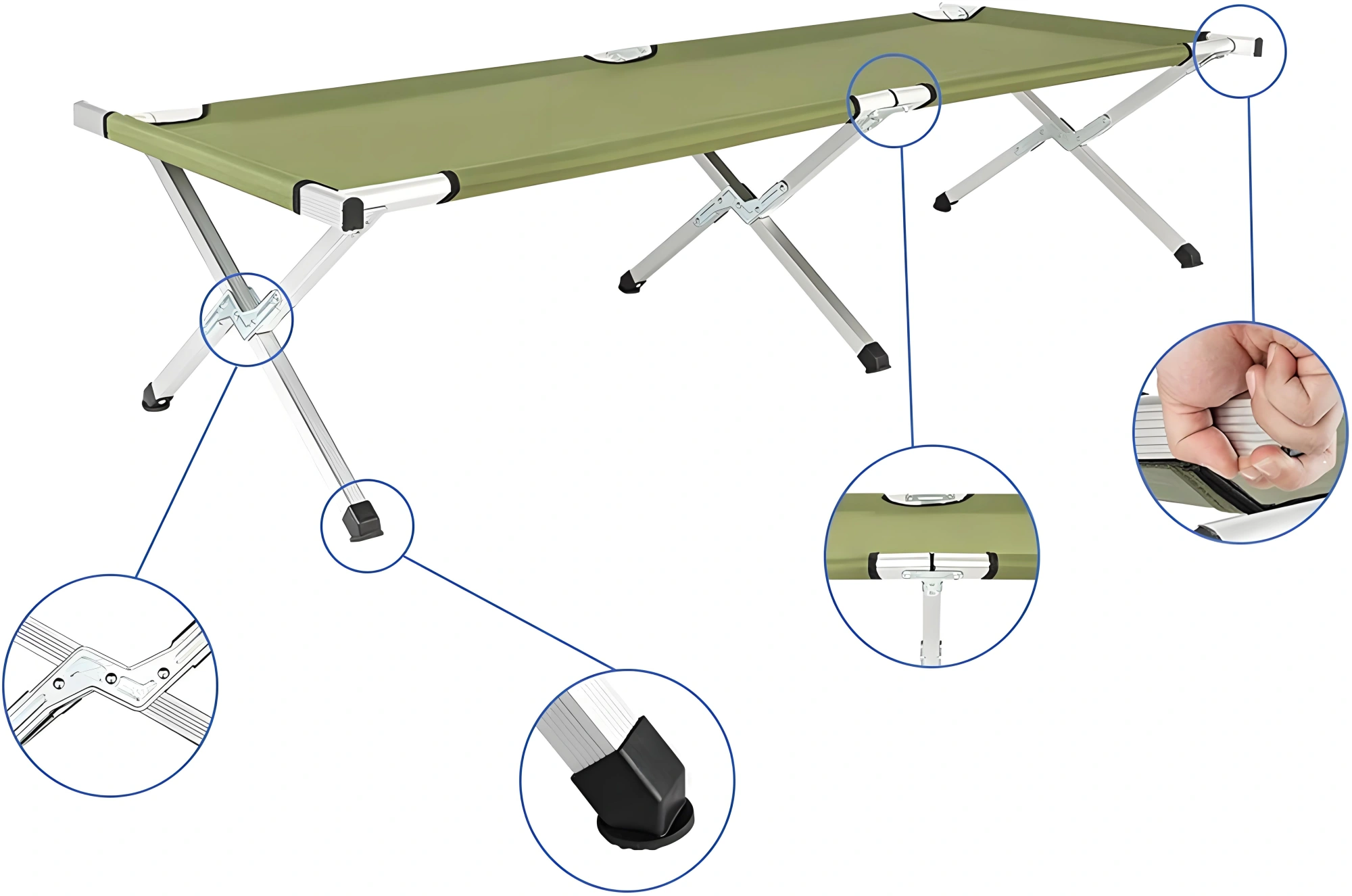 Portable Folding Camping Cot with Carrying Bag Army (Green) view 8