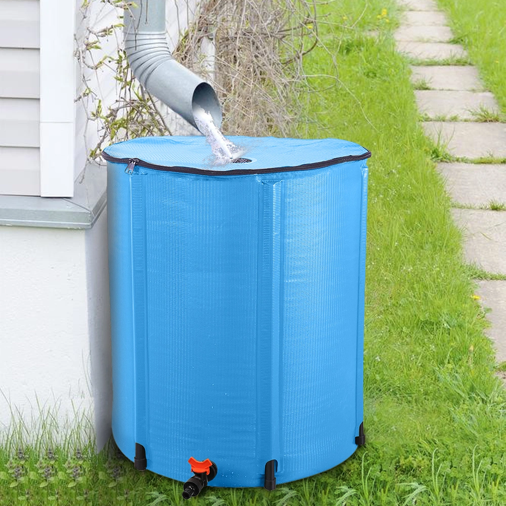 50 Gallon Folding Rain Barrel Water Collector Blue, Portable Collapsible Rain Water Barrel for Garden Irrigation view 12