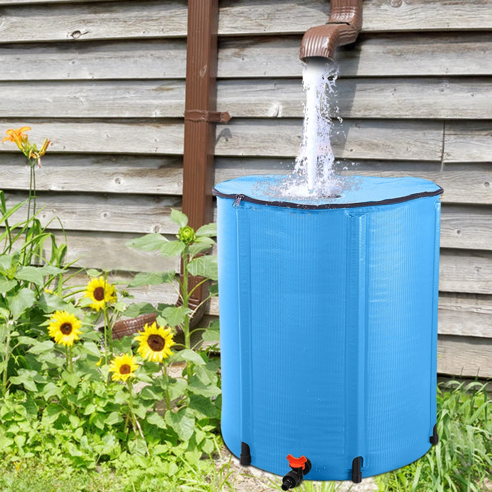 50 Gallon Folding Rain Barrel Water Collector Blue, Portable Collapsible Rain Water Barrel for Garden Irrigation view 14