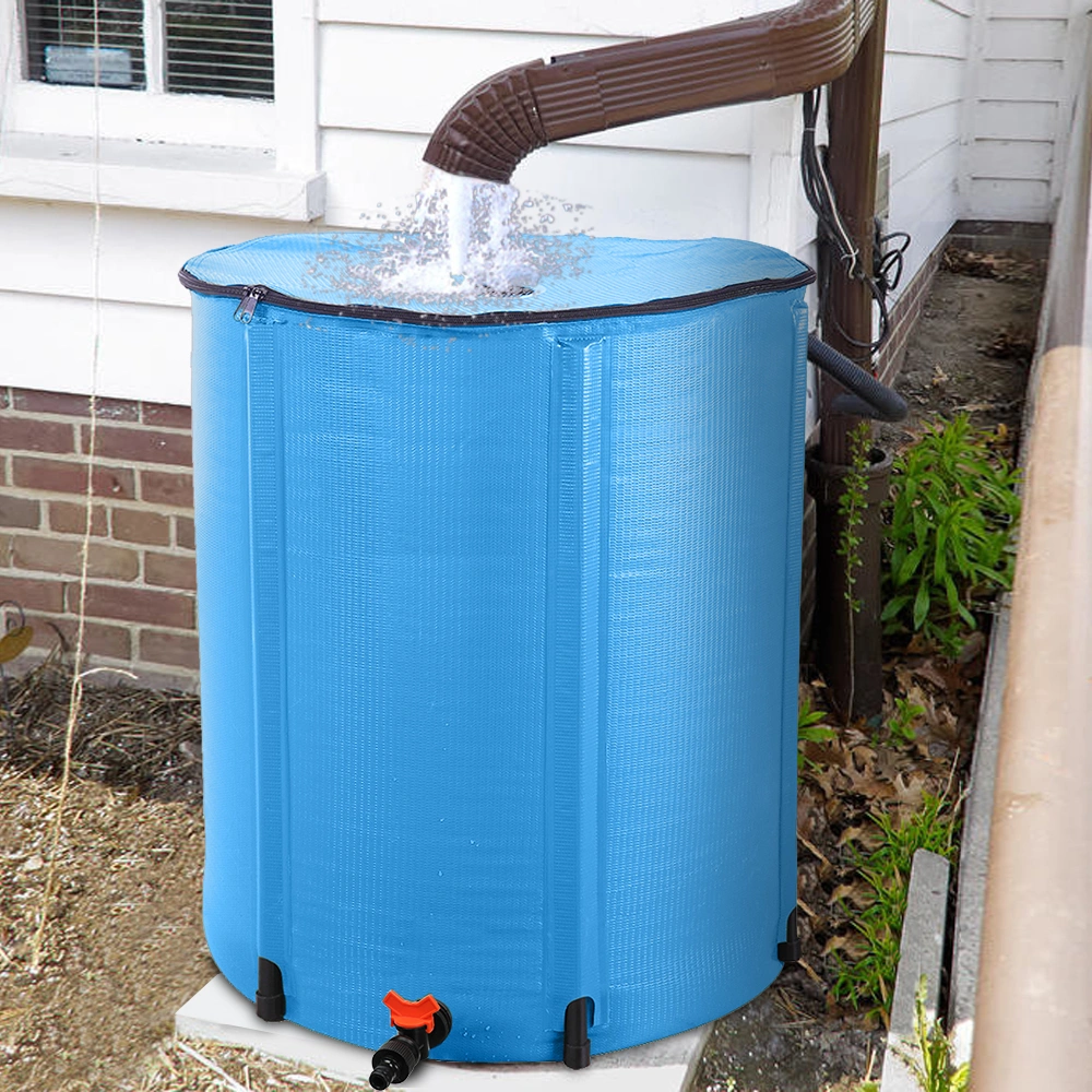50 Gallon Folding Rain Barrel Water Collector Blue, Portable Collapsible Rain Water Barrel for Garden Irrigation view 7