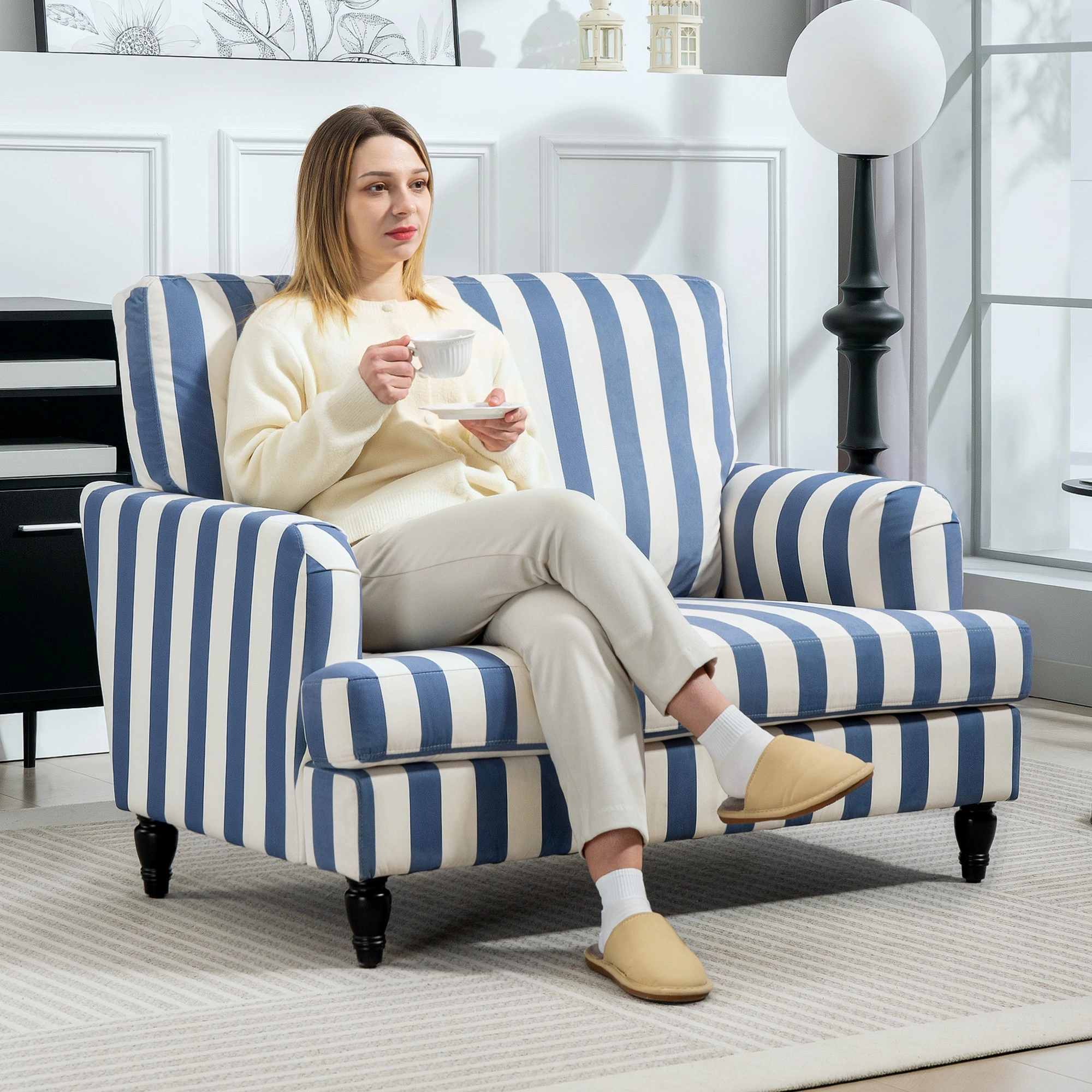 Modern Sofa Chair, Upholstered Accent Chair, Compact Living Room Seating, Easy Assembly, Space-Saving Design