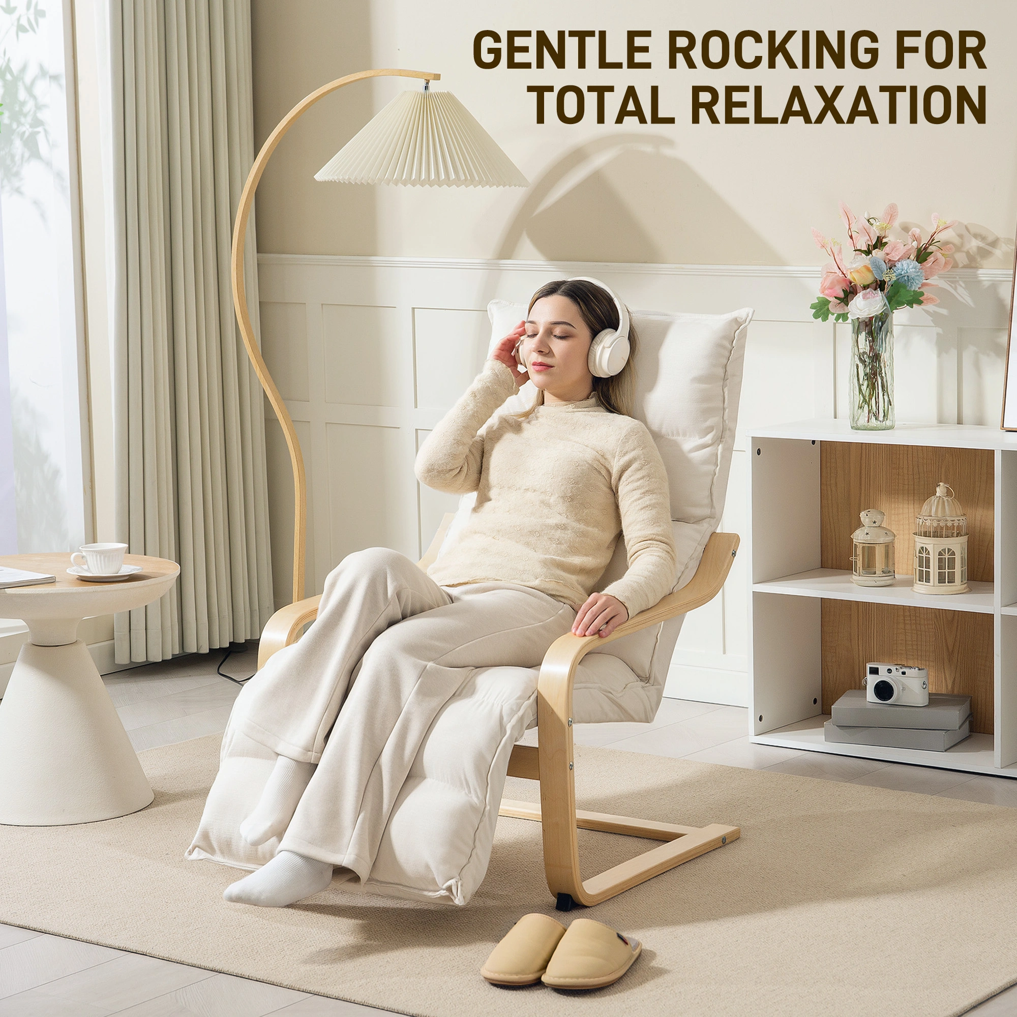 Luxury Recliner Chair, Adjustable Backrest, Padded Armrests, Smooth Rocking Motion, Living Room Comfort Seating view 2