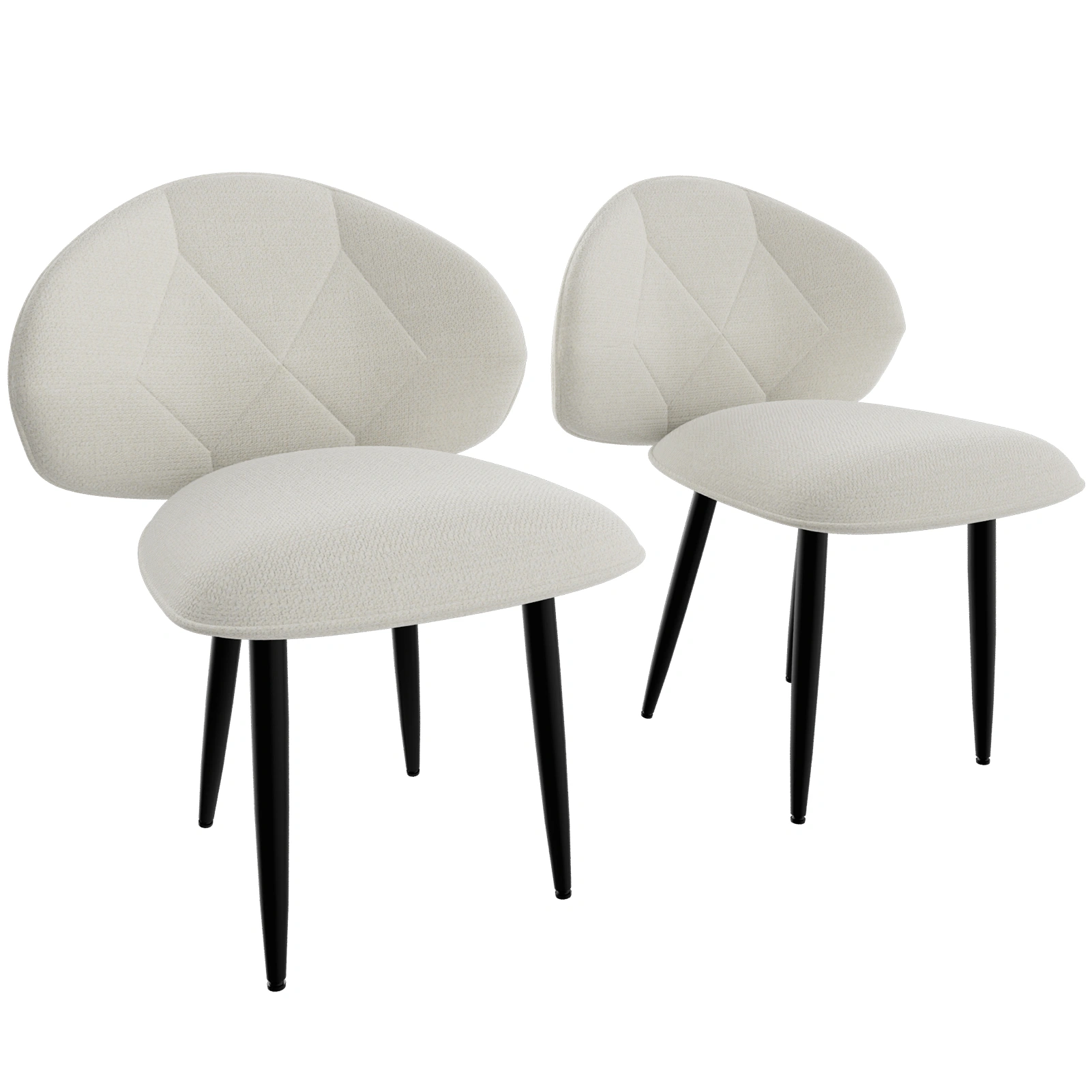 2 Pack Upholstered Dining Chairs Set, Modern Padded Dining Room Chairs with Wide Backrest, Comfortable Kitchen Chairs with Metal Legs, Gray
