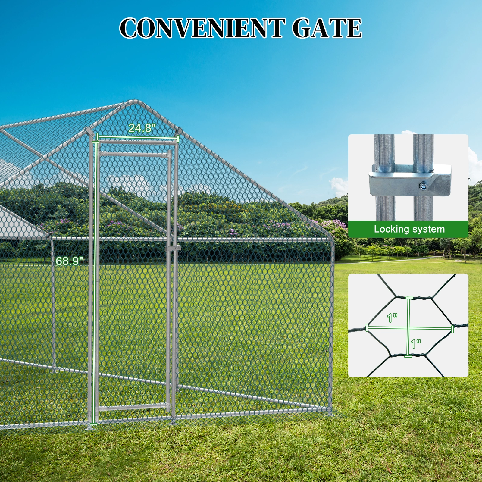 20 x 10 ft Large Metal Chicken Coop, Walk-in Poultry Cage Chicken Hen Run House with Waterproof Cover, Rabbits Cats Dogs Farm Pen for Outdoor Backyard Farm Garden view 7