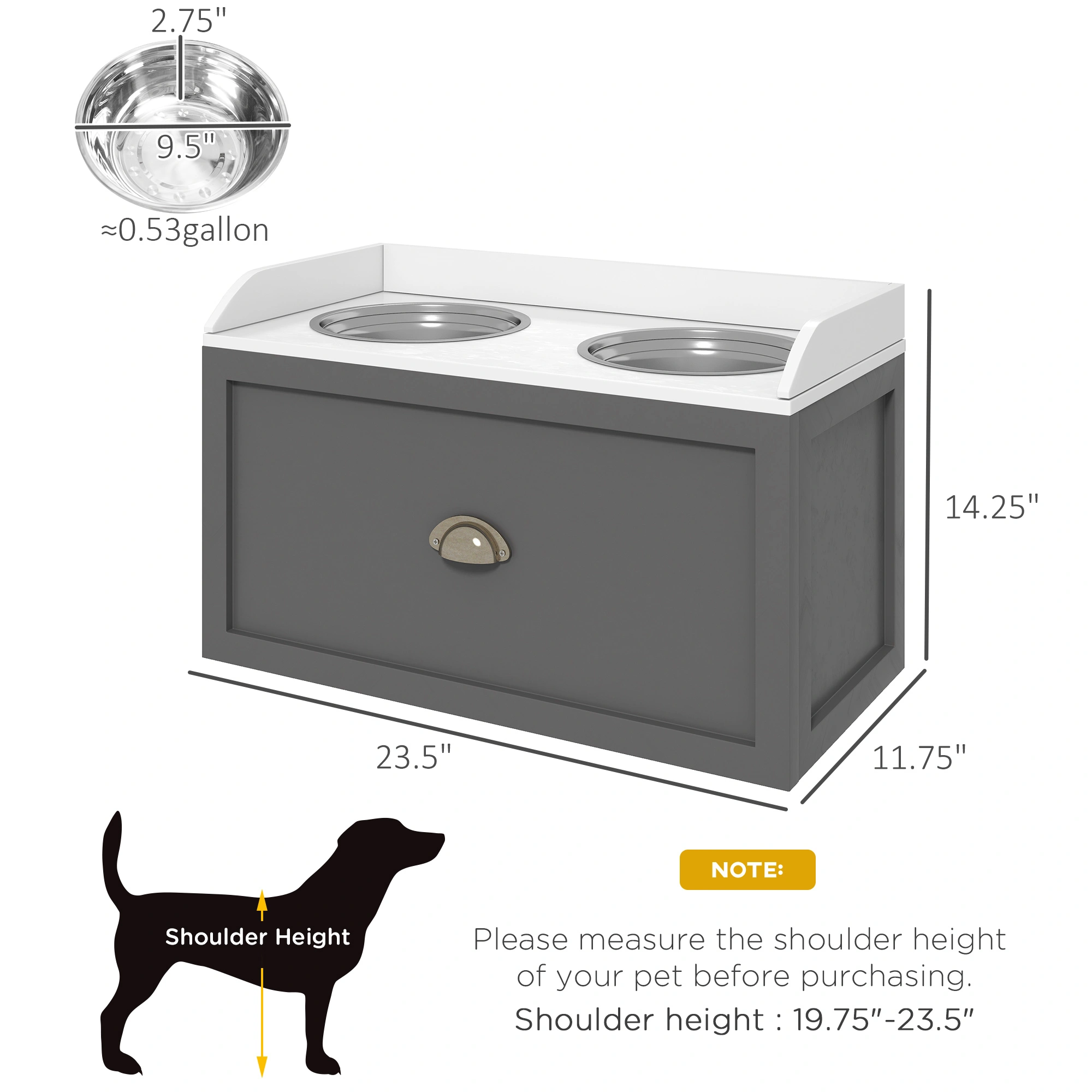 Elevated Dog Bowl Stand for Large & Medium Dogs, Stainless Steel Feeder with Adjustable Height view 2