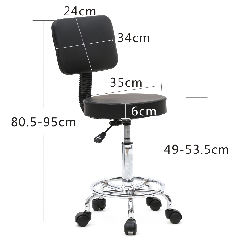 Round Shape Adjustable Salon Stool with Back Black view 11